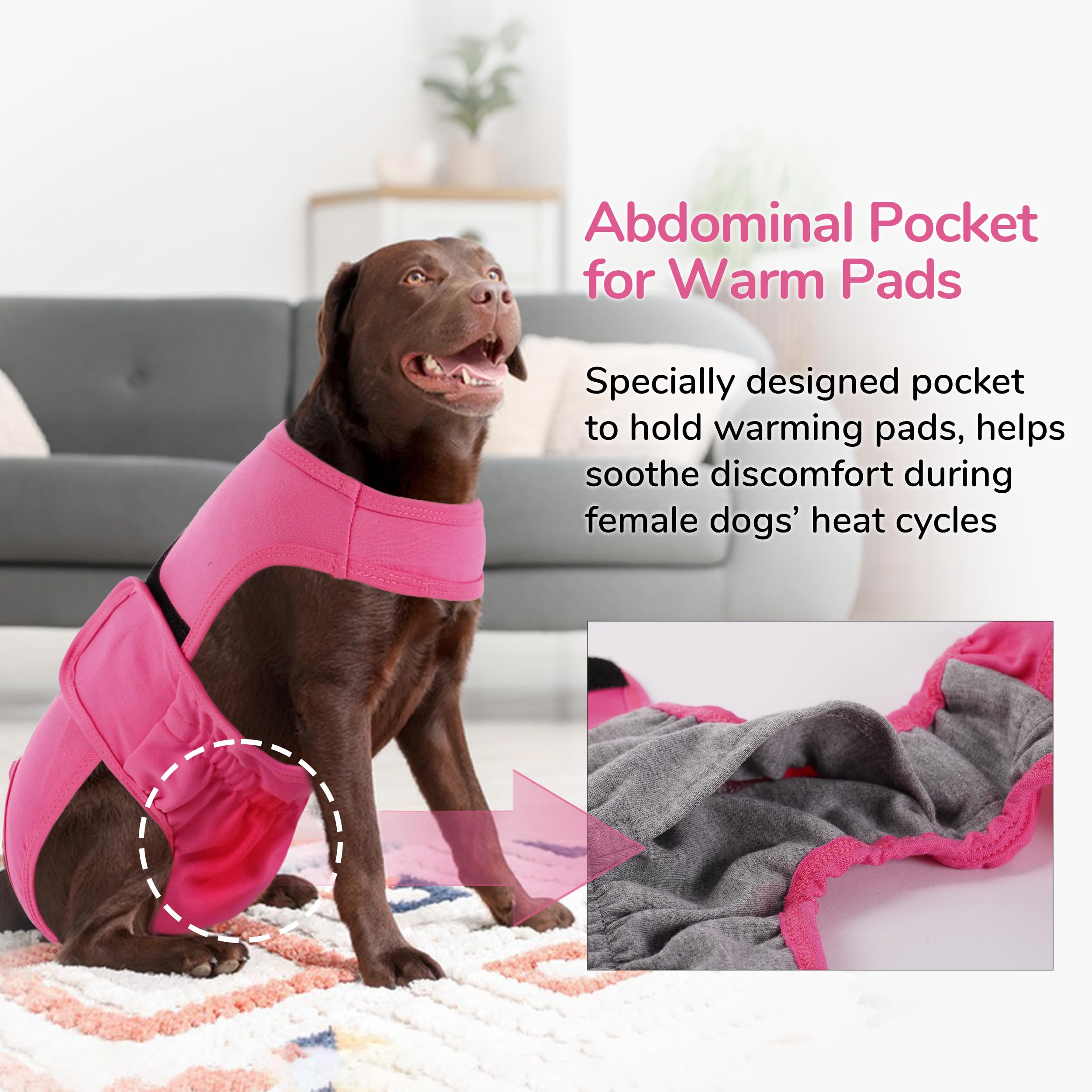 PUMYPOREITY Pañal para perro con tirantes, prenda antiacoso a prueba de fugas para ciclo de calor, incontinencia, entrenamiento de cachorros, perro mayor, L, rosa