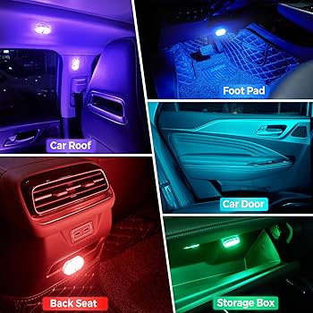 Tuanse Wireless LED Lights For Car Interior Magnetic Interior Car LED Lights Portable For USB Rechargeable Night Decoration 7 Colors Ambient(4