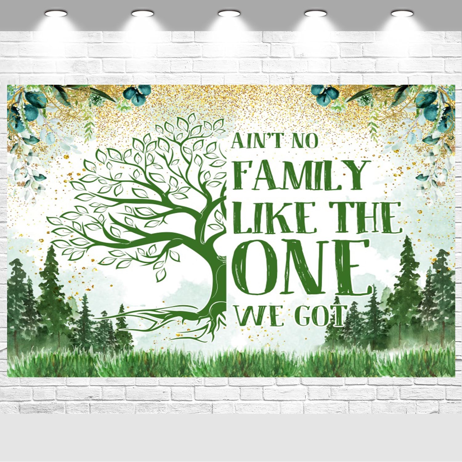 Family Reunion Backdrop 12x8ft Green Reunion Tree We are Family Photography Background Banner Glitter Leaves Family Reunion Decorations Welcome