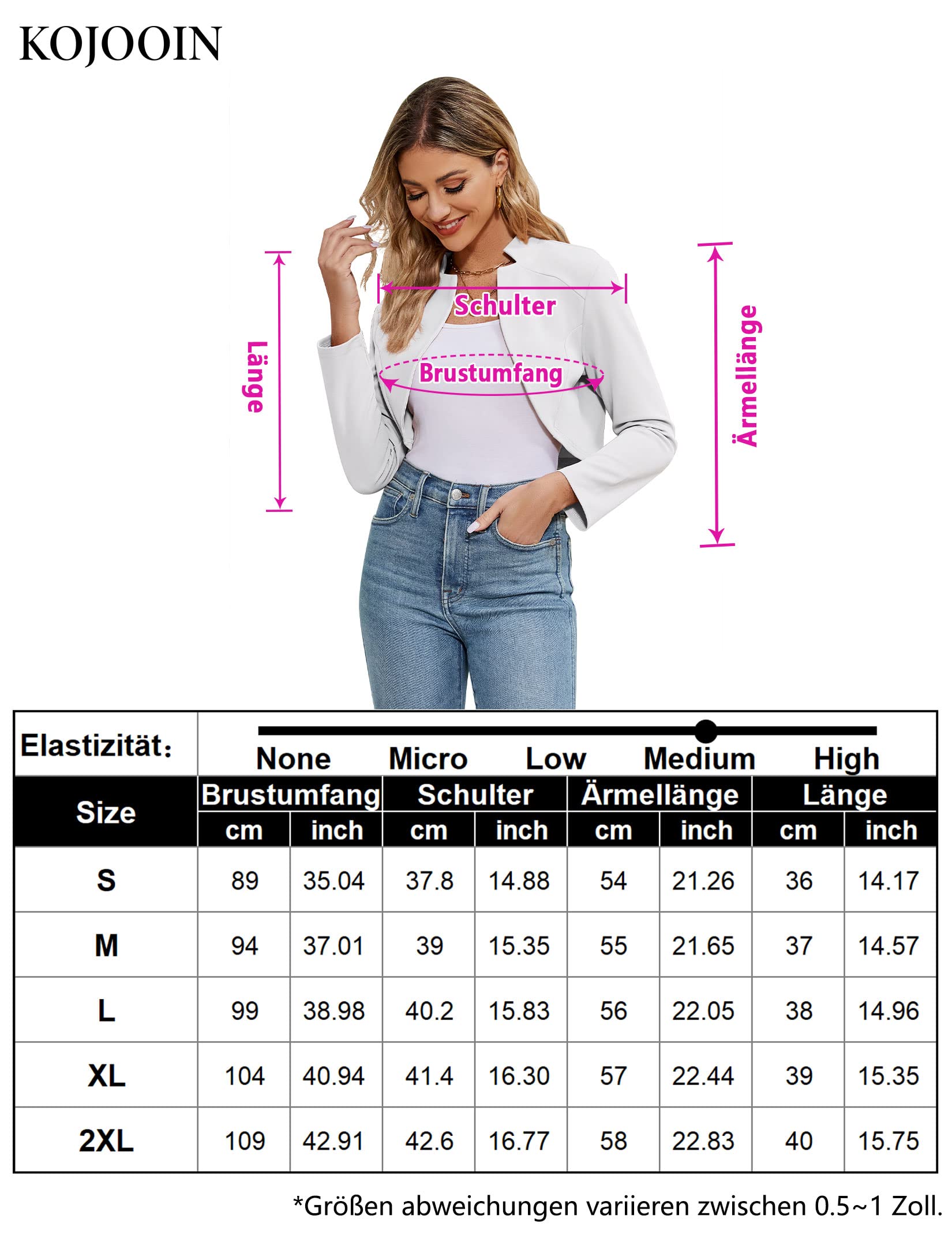 KOJOOIN Bolero Chaqueta festiva de manga larga para mujer, elegante cárdigan corto Shrug Top (embalaje múltiple)