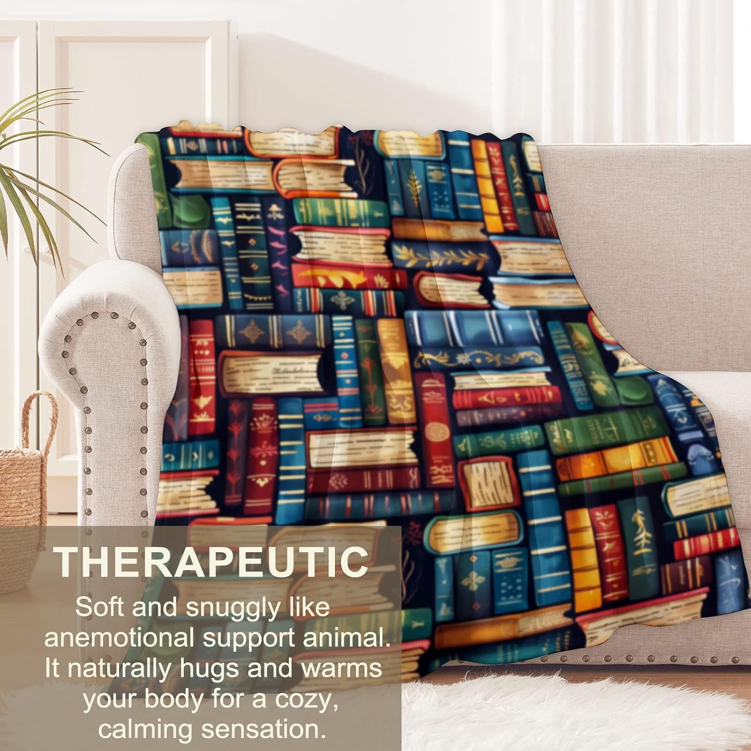 Flannel Book Club Gifts Blankets, Librarian Reading Lover Bookish Throw Blanket for Sofa Couch Bed Living Room, Soft Warm Cozy Book Decor, 60" x 50" - Image 3