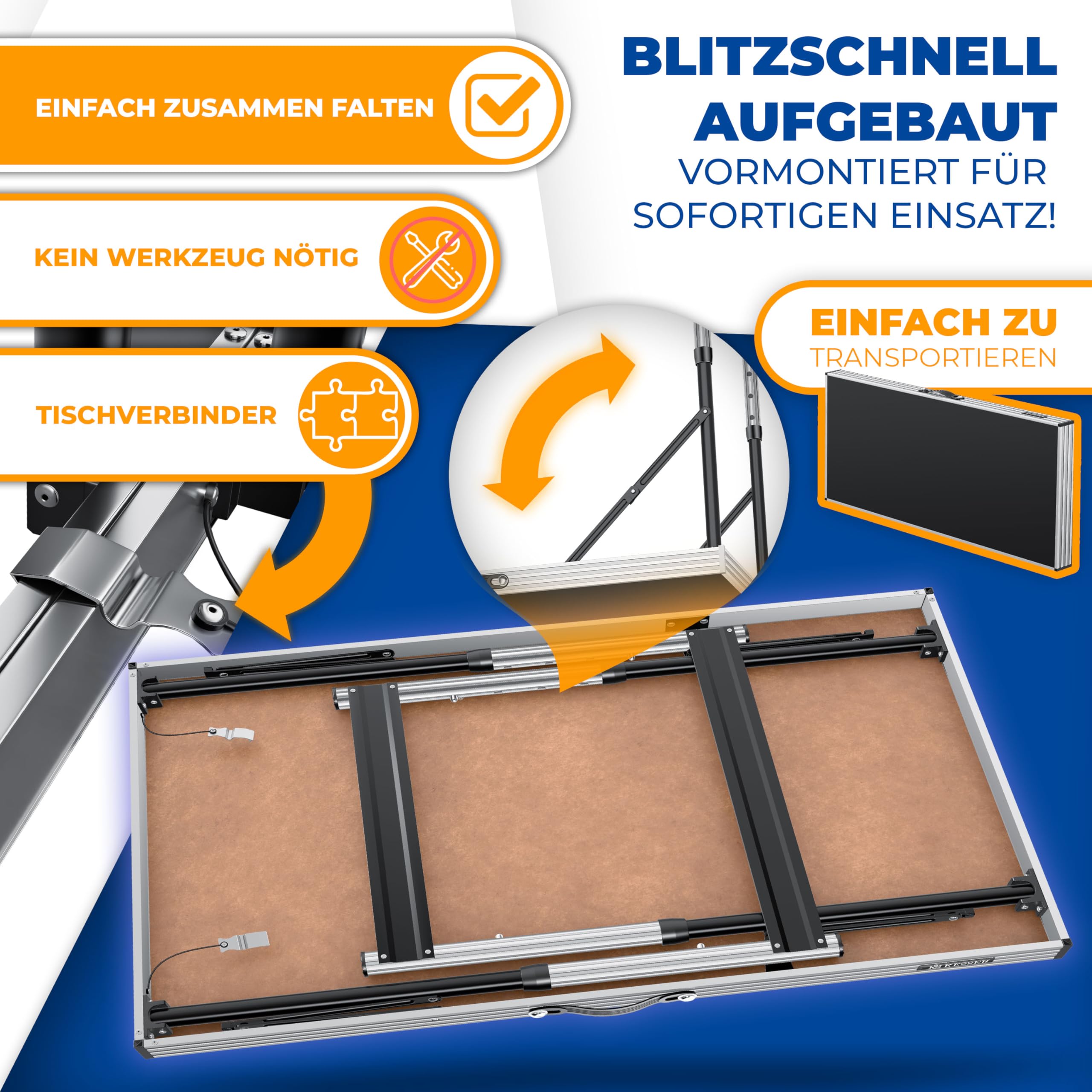KESSER® Multifunktionstisch Profi 3- teilig, 100 x 60 cm, Tapeziertisch 90kg Gesamtbelastung, mit Ausziehfunktion Klapptisch Flohmarktisch Beistelltisch Mehrzwecktisch Campingtisch höhenverstellbar