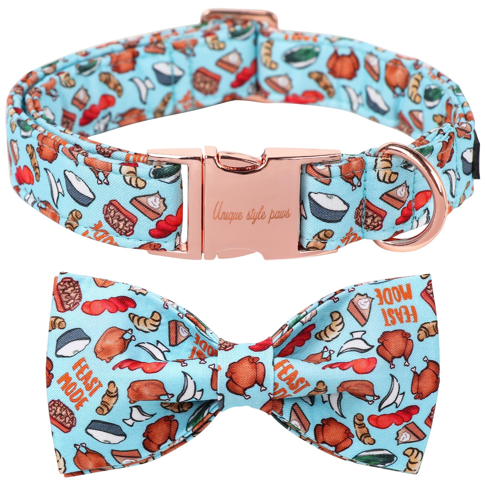 Unique style paws Hundehalsband mit Fliege, Bequemes Hundehalsband aus Baumwolle, Erntedankfest Fliegenhalsband für Jungen Mädchen Hunde, Fliegenhalsband mit Metallschnalle, M, Hals 13.5-22in