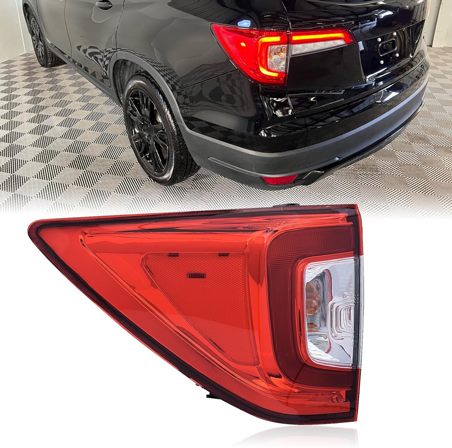 Rear Bumper Tail Lights Fit for 2019-2022 Honda Pilot EX-L SE EX LH Replacement OE Style Red Brake Lights with Bulbs
