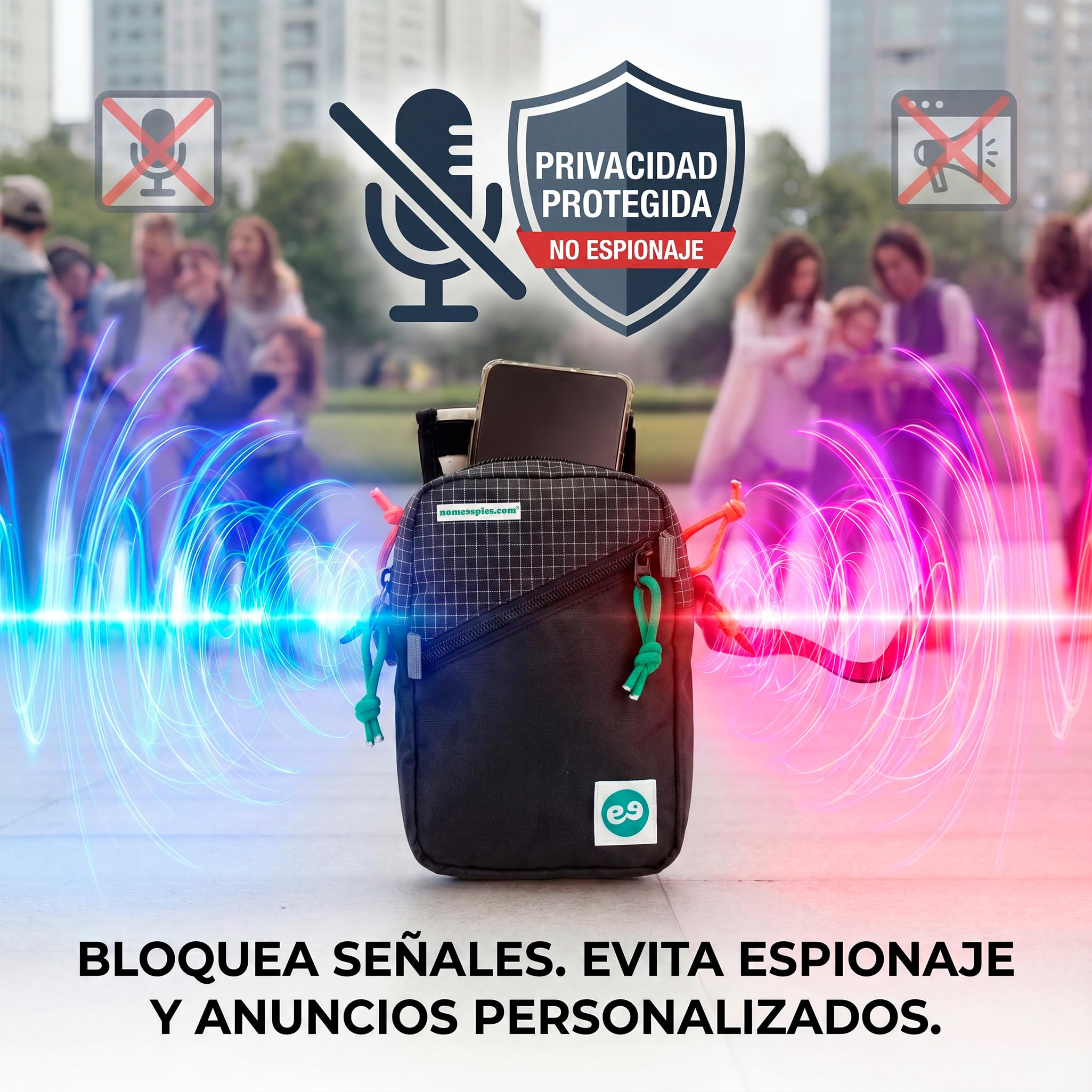 Bolso Faraday Anti-escucha Móvil y Anti-espionaje | Bandolera Unisex con Bolsillo que Impide que te Escuchen (GPS/WiFi/5G/RFID) | Mochila Techwear Impermeable Antirrobo 1.5L