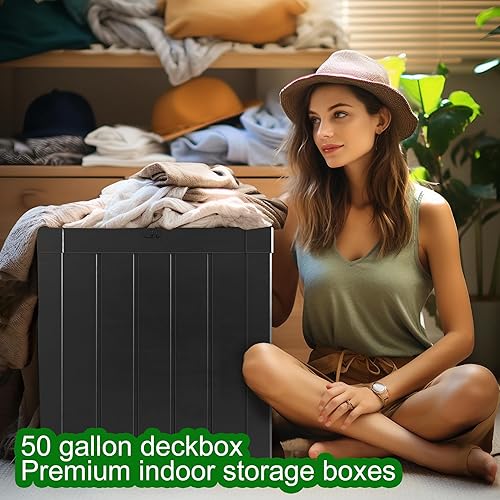 Miniatura 3 de 48 gallon delivery box,All-weather resin material outdoorstorage box easy to install and portable,Suitable for indoor and outdoor scenes (black)