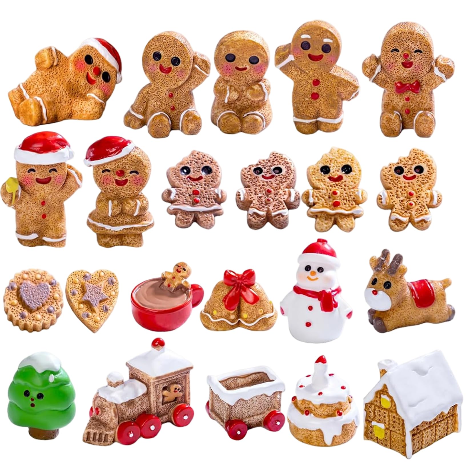 Azidweryq Brown Gingerbread Christmas Decorations, 22Pcs Cute Christmas Miniature Figurines Diy Landscape Mini Figurines For Crafts, Garden, Table, Dollhouse Gingerbread Decor