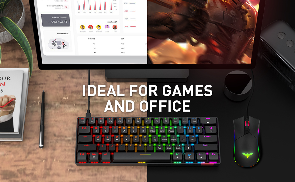 Amazon.com: Havit 60% Mechanical Keyboard Mouse Combo, Wired 61