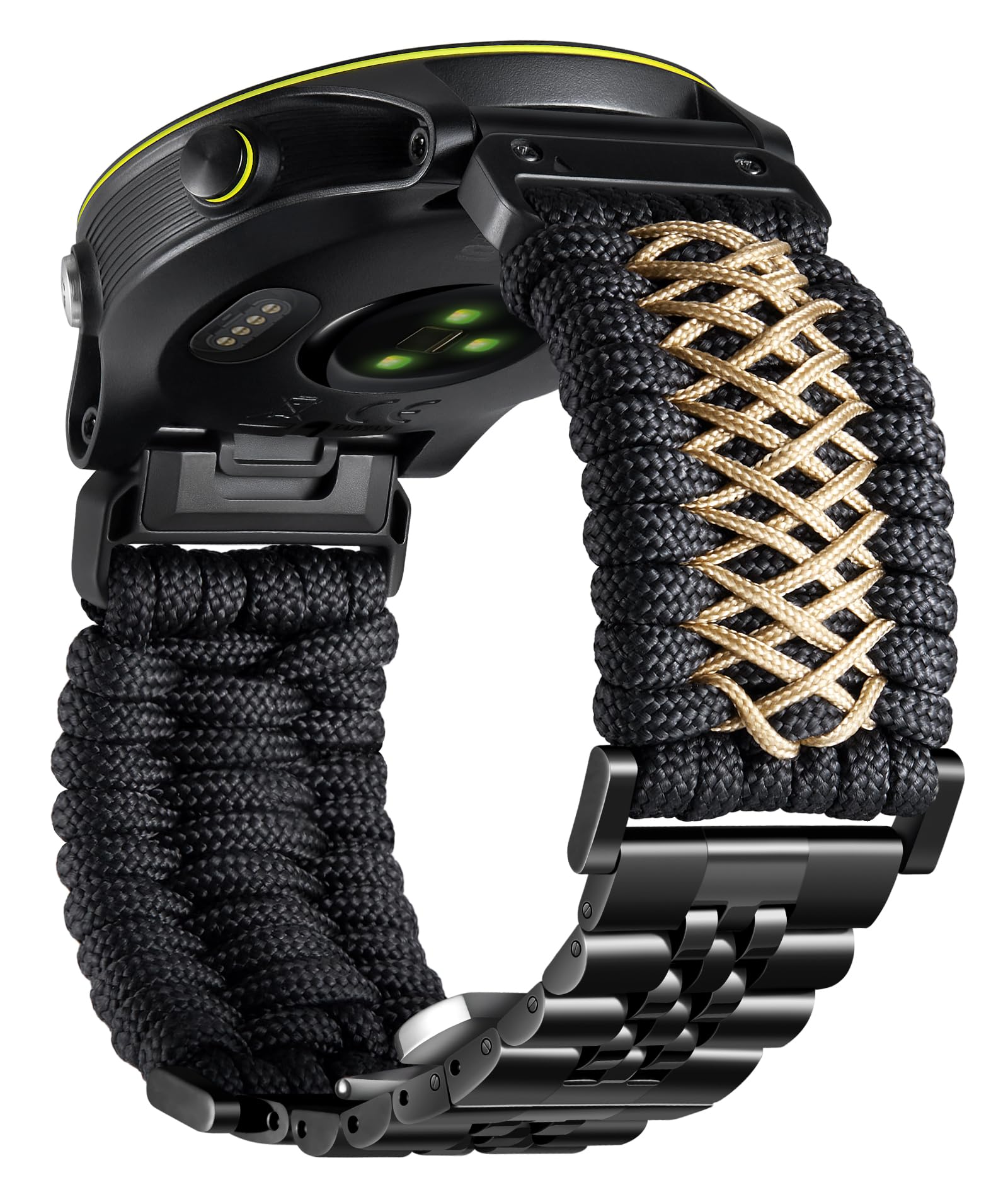 BINLUN Compatibile con Garmin Cinturino 22mm 26mm Paracord 550 Intrecciato Acciaio Cinturini per Orologio Compatibile con Quickfit Compatibile con Fenix ​​Compatibile con Forerunner
