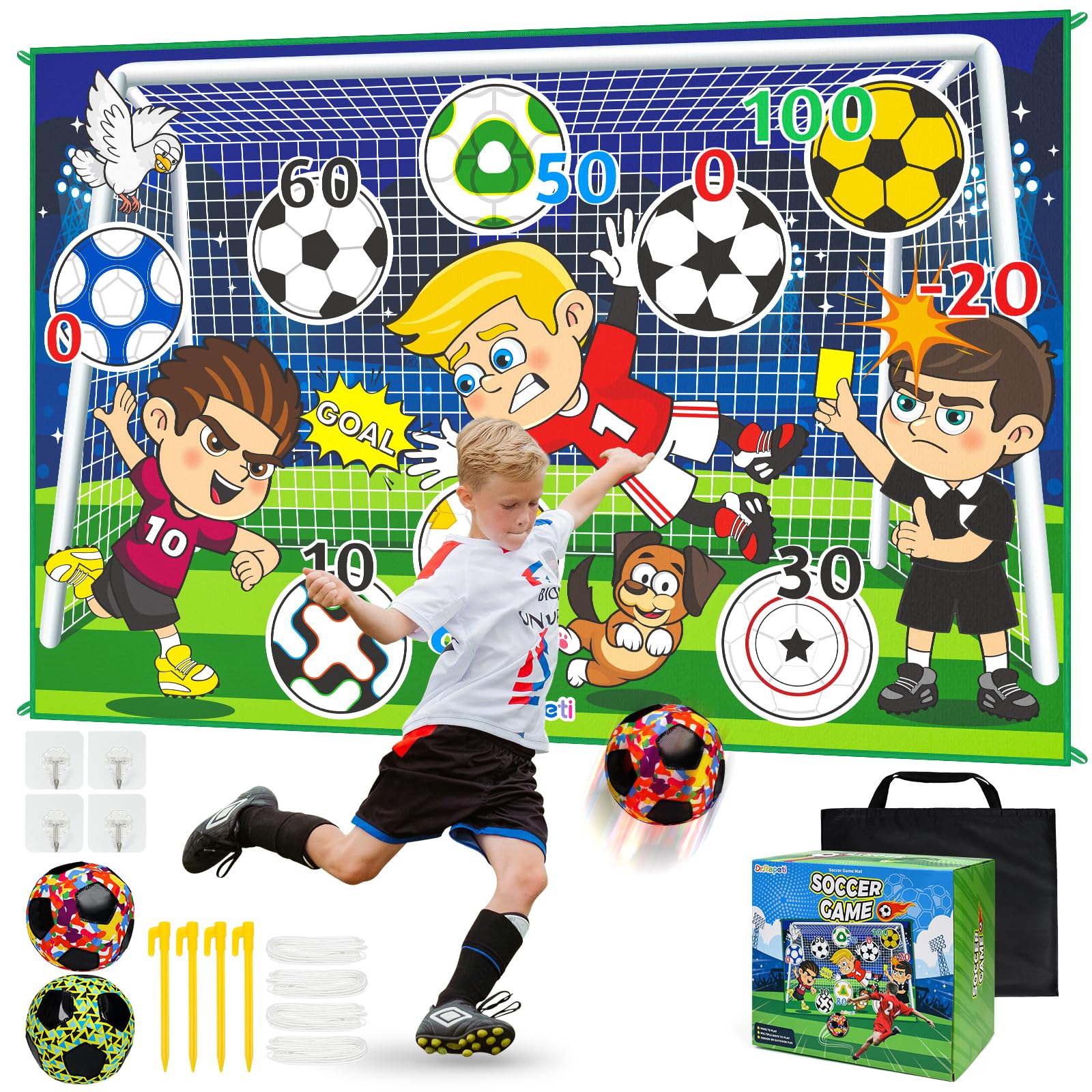Dr.Rapeti Soccer Ball Game Set for Kids Soccer Goal Game Mini Soccer Toy Game Set Indoor Outdoor Backyard Game Toddlers Gift Kids Gift for 3-10 Years Old Boys Toy