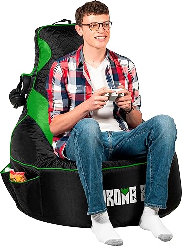 Throne Boss Funda para Silla Tipo Puf de Videojuegos para Adultos con Respaldo Alto, Color Verde  Funda Grande para Silla de Juegos de Suelo, Tela