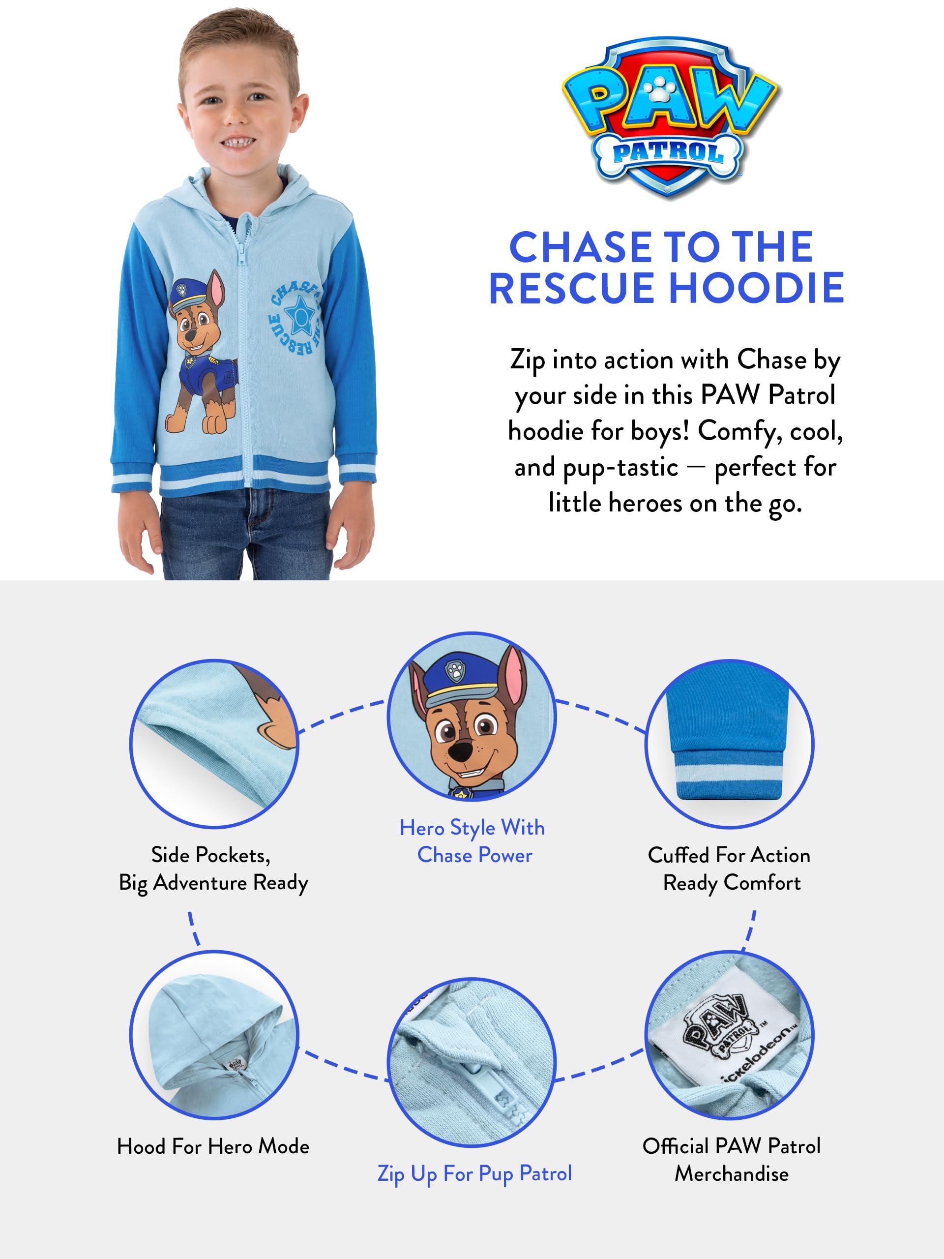 PAW Patrol Bluza Z Kapturem, Chase Bluza Chłopięca, Bluzy Chłopięce Na Lato