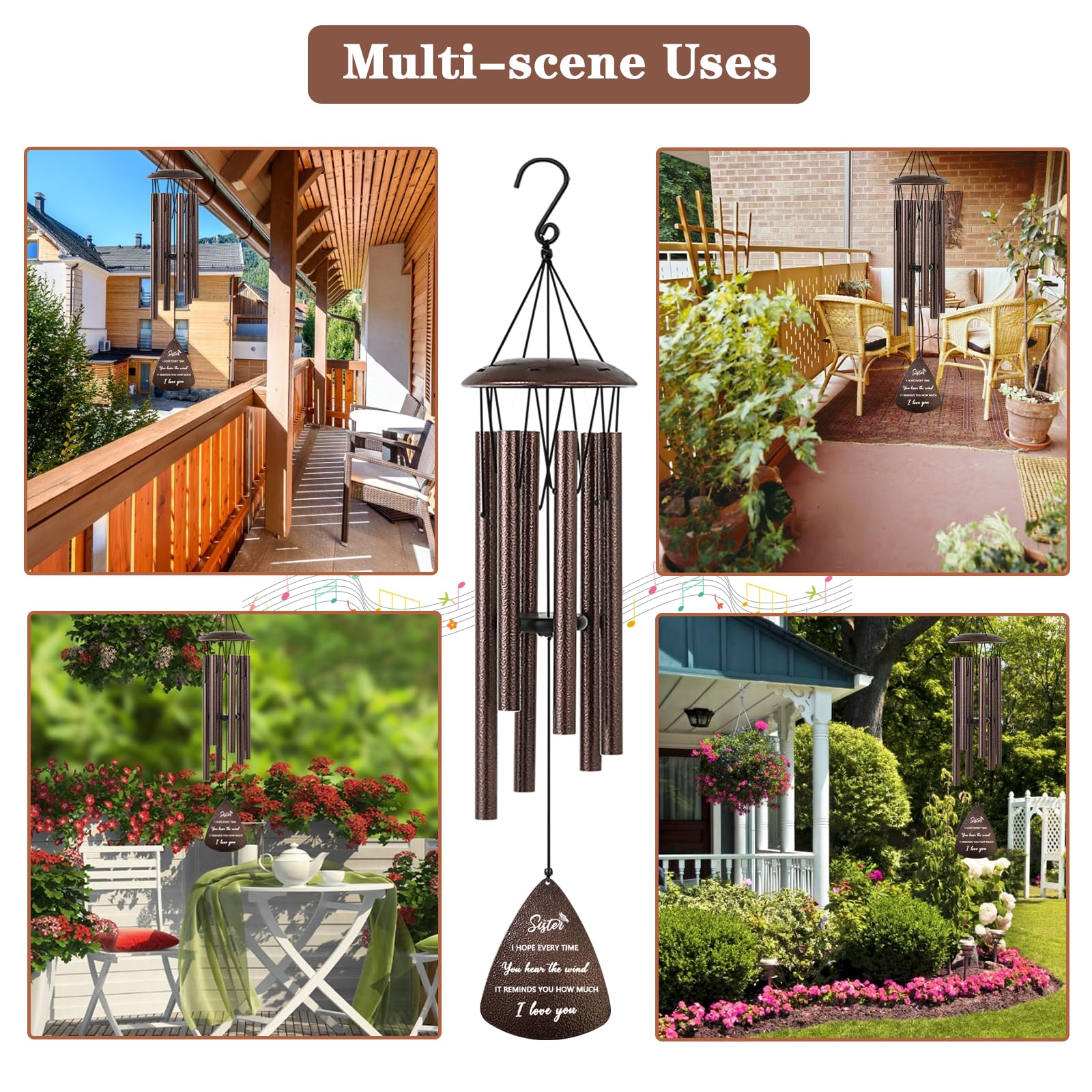 LOMBO Sister Gifts, 32" Bronze Wind Chimes Sister Gifts for Women, Gifts for Sister, Sisters Gifts from Sister, Gifts for Sister in Law, Best Sister Ever Gifts 6