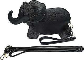 Rejolly Elephant Shaped Crossbody Bag for Women Shoulder Handbag PU Leather Wristlet Clutch Purse Cute Funny Animal Small Bag Black