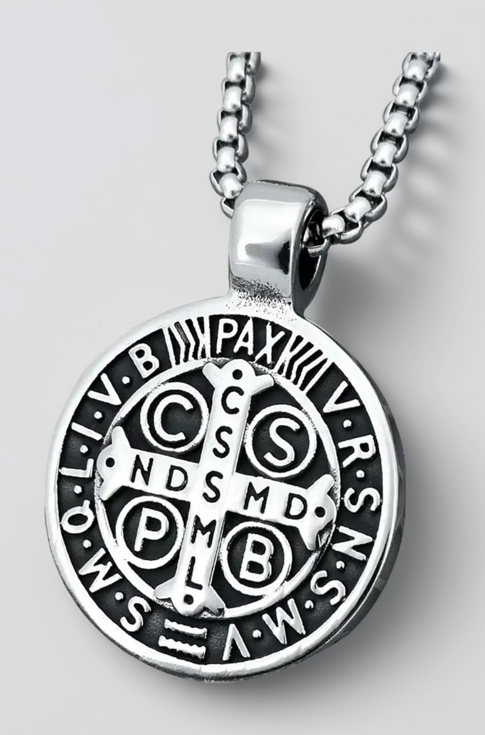 Saint Benedict Premium Medal Protection Pendant Necklace Stay Away Satan (Actual Color May Vary)