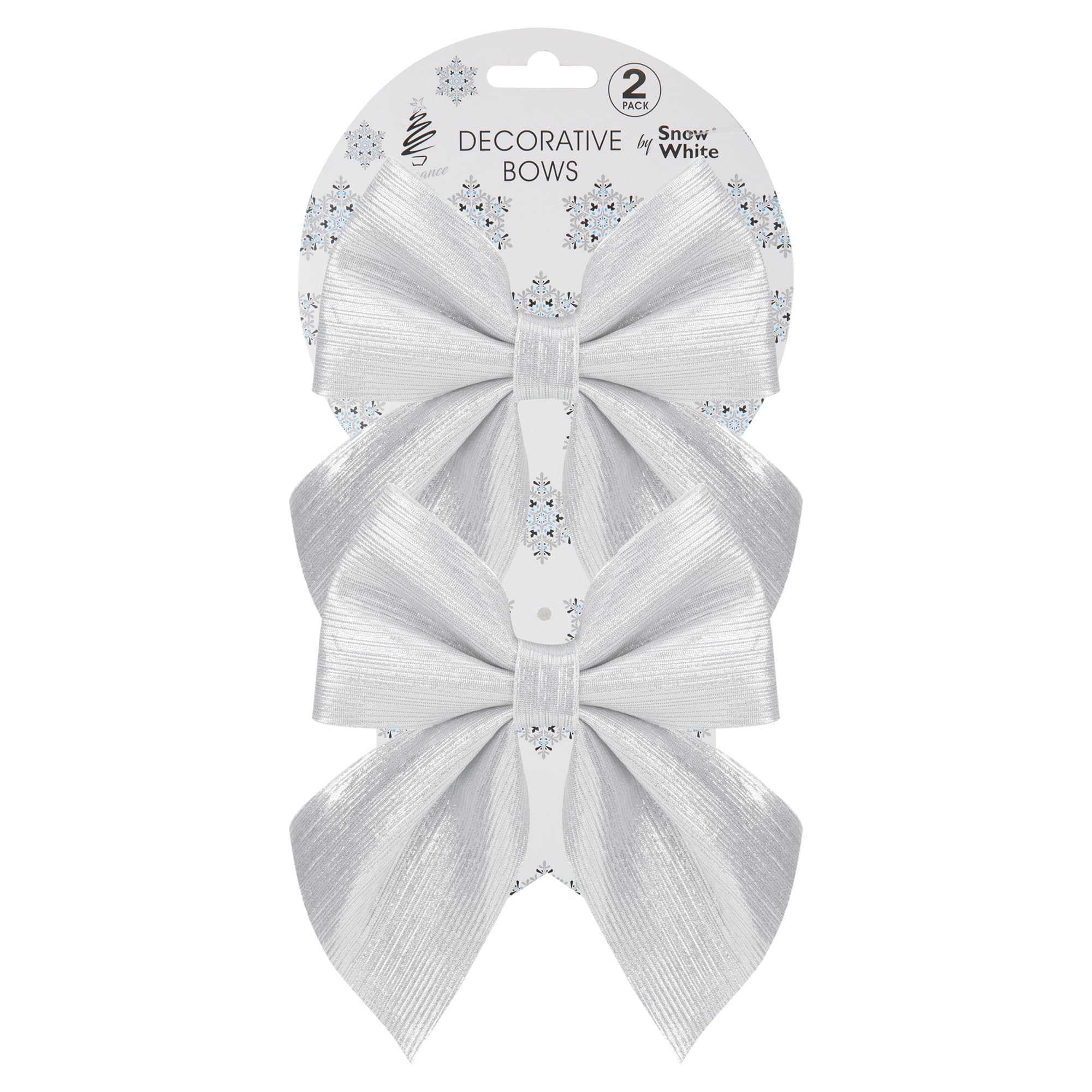 Pms Silver Set Of 2 Shiny Fabric Bows 12Cm X 13Cm – Decorative Bows With Shiny Finish – Christmas Tree, Wreath, Garland, Hamper, And Gift Wrapping Decorations