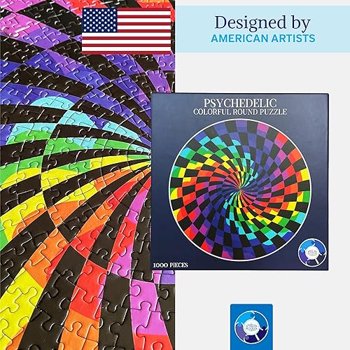 Miniatura 7 de Spyglass Puzzles - Rompecabezas de 1000 piezas para adultos y niños, rompecabezas duro para adultos, redondo, colorido, arcoíris, únicos, para