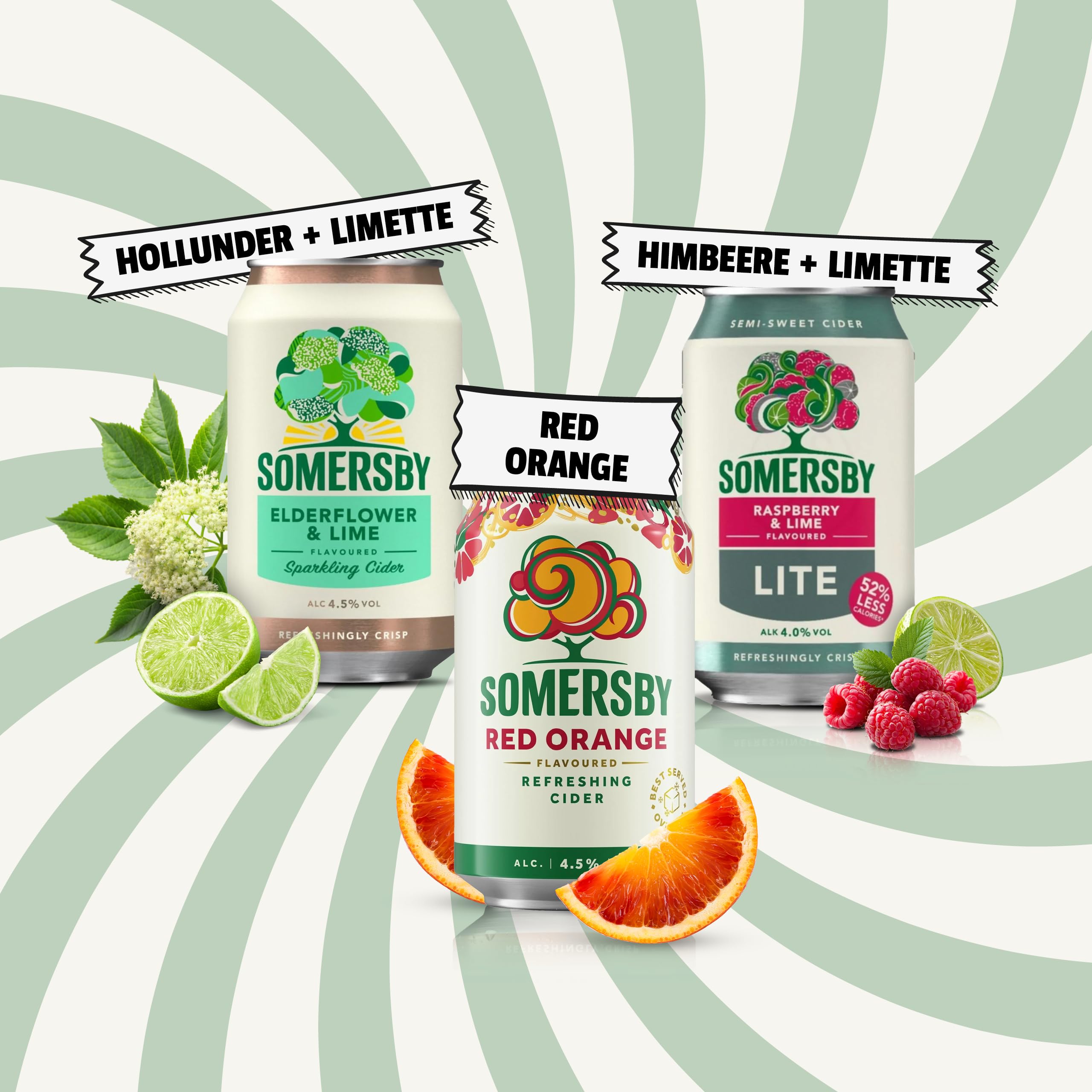 Somersby Cider MEGA MIX Pear Red Rhubarb Blackberry Elderflower Lime Blueberry Apple 4,5% Vol. 24 x 0,33 l