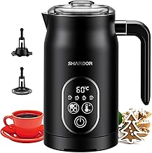 SHARDOR Milk Frother Electric,4 Temperature Setting,4 in 1 Functions Milk Steamer & Warmer,2 Whisks for Milk,Hot Chocolate,Latte,Cappuccinos,Matte Black