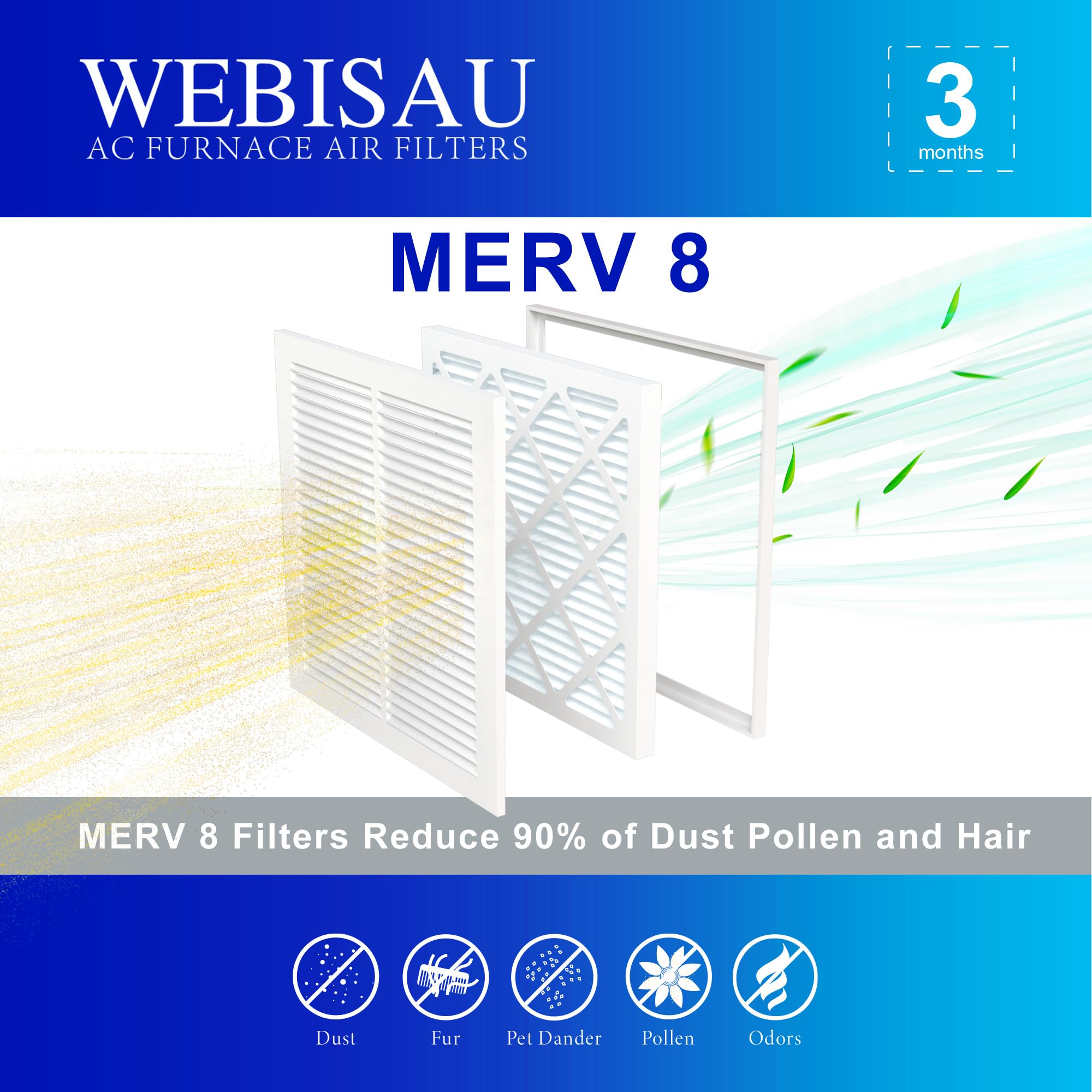MERV 8 MPR 600 - Filtro de aire de 10 x 10 x 1 pulgadas, paquete de 6 filtros de horno plisados HVAC AC para horno, filtros de aire acondicionado (tamaño exacto: 9 3/4 x 9 3/4 pulgadas x 3/4