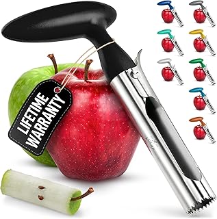 Zulay Premium Apple Corer - Easy to Use Durable Apple Corer Remover for Pears, Bell Peppers, Fuji, Honeycrisp, Gala and Pink Lady Apples - Stainless Steel Best Kitchen Gadgets Cupcake Corer - Black