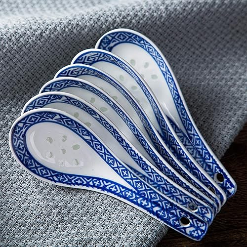 Miniatura 3 de KIZQYN Cuchara de cerámica Jingdezhen vajilla china nostálgica retro antigua pequeña cuchara de sopa comercial cuchara de postre cuchara de sopa