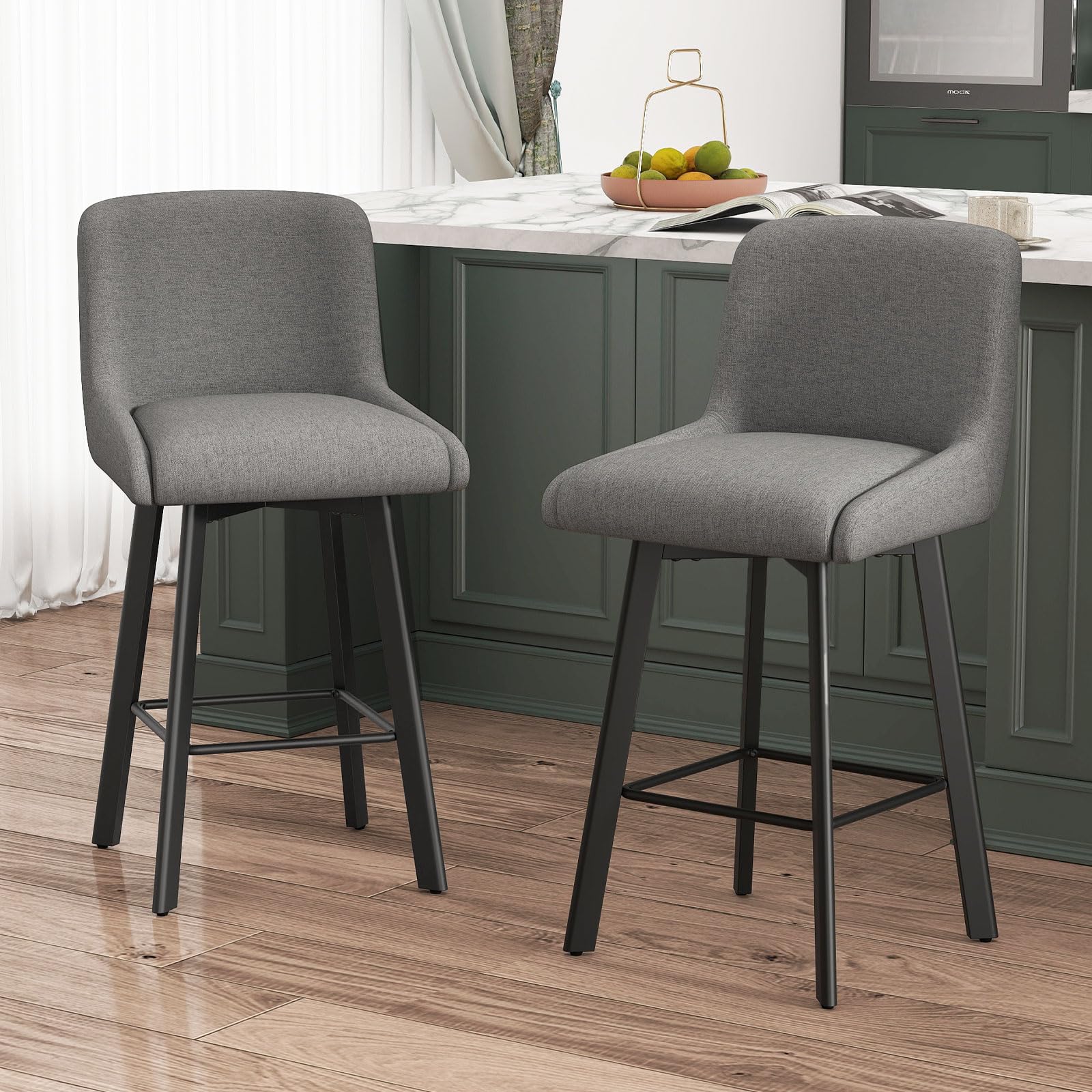 SAECKBERG Swivel Bar Stools Set of 2