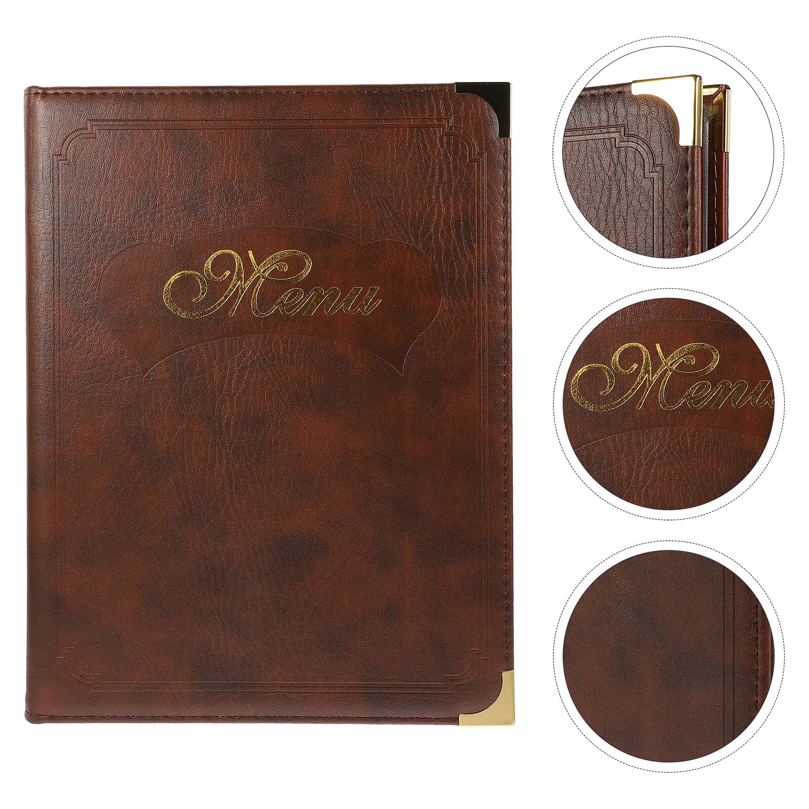 Carpeta Porta Menú de Piel Restaurante y Bar Cubierta Protectora Resistente Diseño Práctico y Multifuncional para Uso Comidas y Pedidos