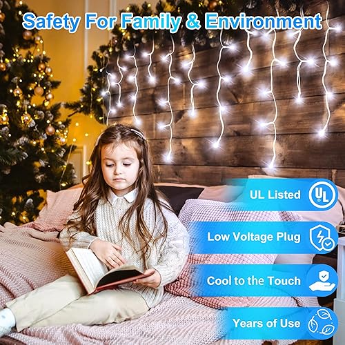 Miniatura 4 de Luces LED de Navidad de 66 pies con 140 gotas, 490 LED para interiores y exteriores, 8 modos de iluminación, luces de hadas impermeables con