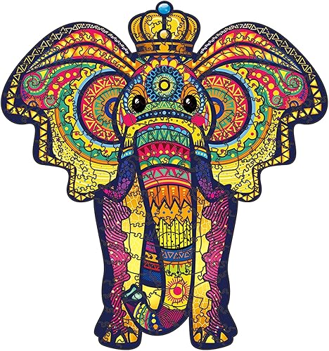 Rompecabezas de madera para adultos en forma de animales, rompecabezas de madera mágicos, únicos (S-9.25 x 6.3 pulgadas, elefante)