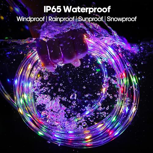 Miniatura 4 de Cuerda de luces LED impermeables de 100 pies con control remoto, 8 modos y 4 luces de tubo de brillo para Navidad, dormitorio, patio, exterior,