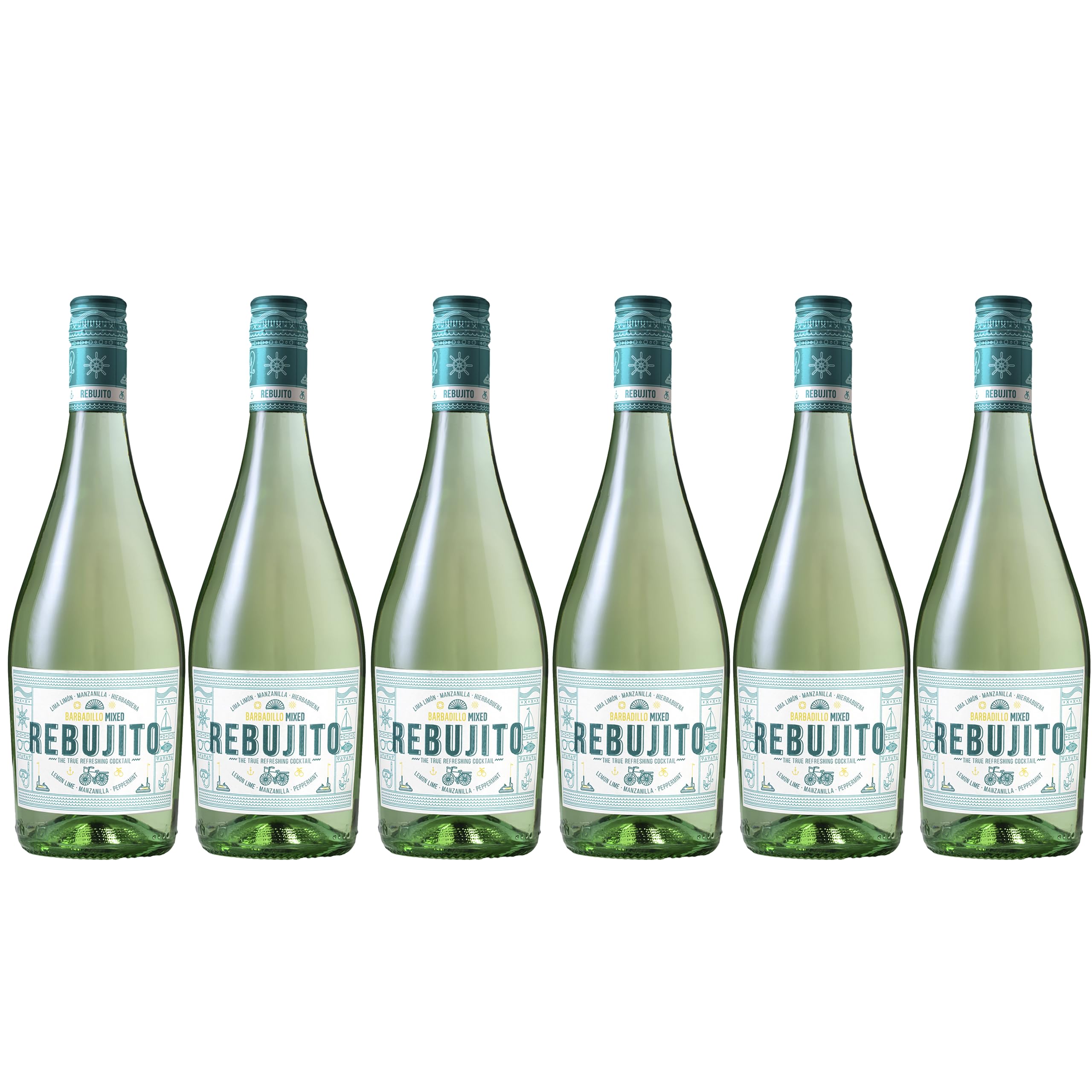 Barbadillo Rebujito - Bebida Rebujito Mixed | Fusión de Vino Manzanilla y Lima Limón con toque de hierbabuena - Pack 6 Botellas de 75 cl.