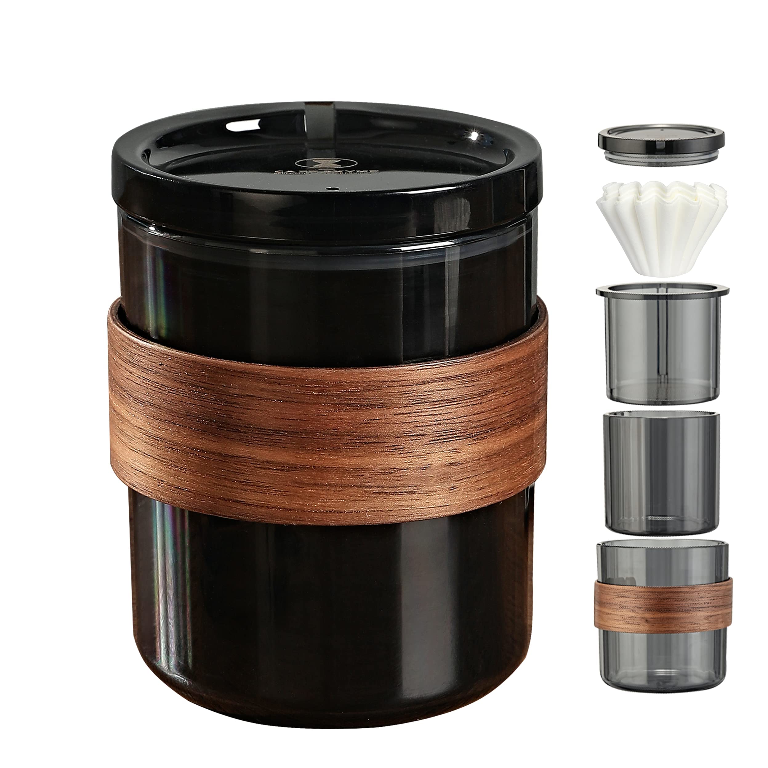 MAKINGTEC Handmade Pour Over Coffee Maker Travel Pour-Over Coffee Maker with Permanent Filter Hassle-Free Ways Make Manual Pour Over Coffee Hand Drip Coffee Brewer for Camping, Travel, Office, Family.