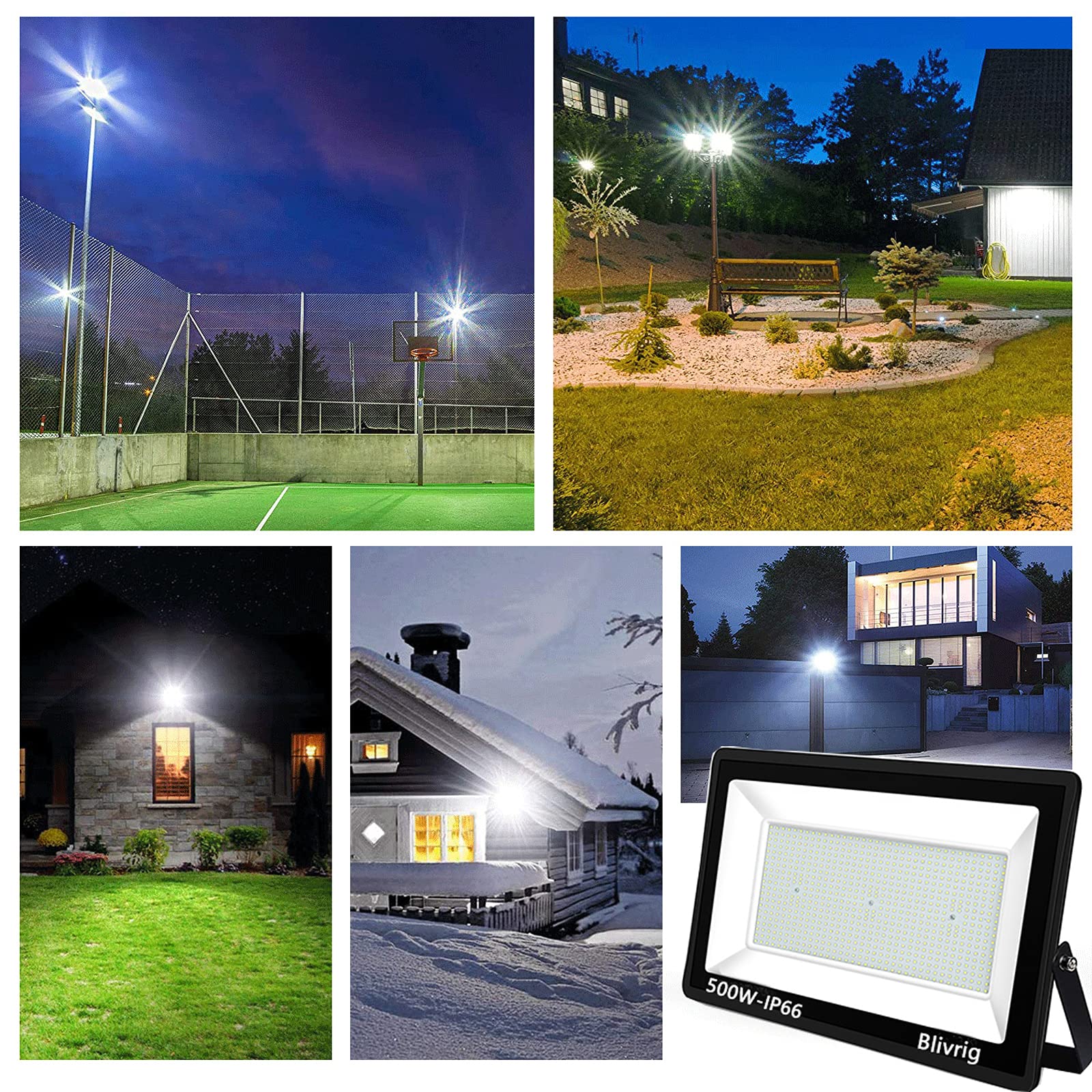 500W Focos LED Exterior 3000K Blanco cálido, 50000LM Super Brillante Lampara LED Pared Techo, LED Luz Foco IP66 Impermeable, Iluminación LED para Garaje, Patio, Terraza | IP66 - Foco impermeable para exteriores (120°, para jardín, garaje, patio trasero)