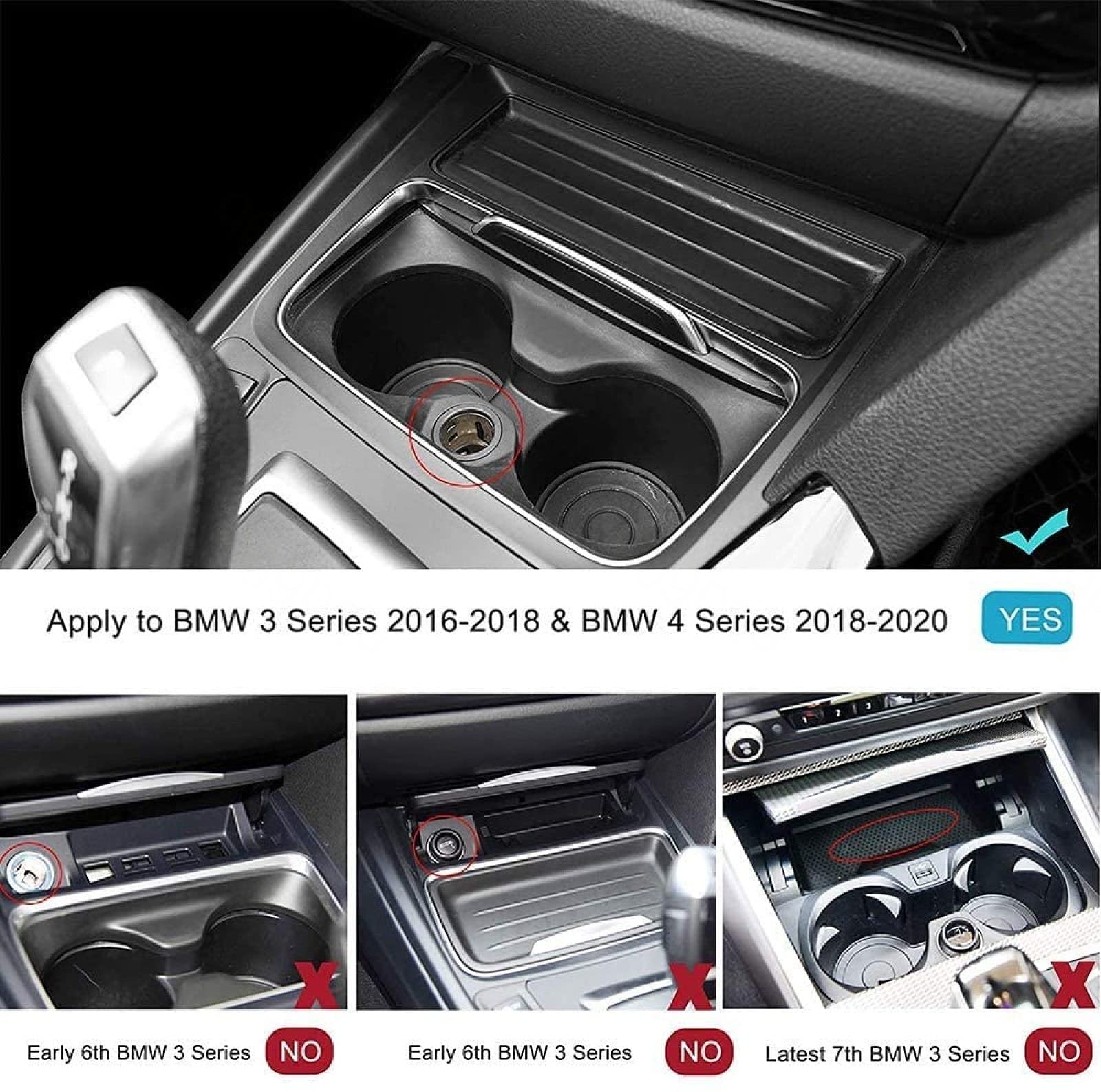 Caricabatterie wireless rapido per auto, per BM Serie 3 2016-2018/BM 4 Serie 2018-2020 Pannello accessori console centrale Pad di ricarica wireless a induzione rapida da 10 W per 11 Max XS XR X 8, qu