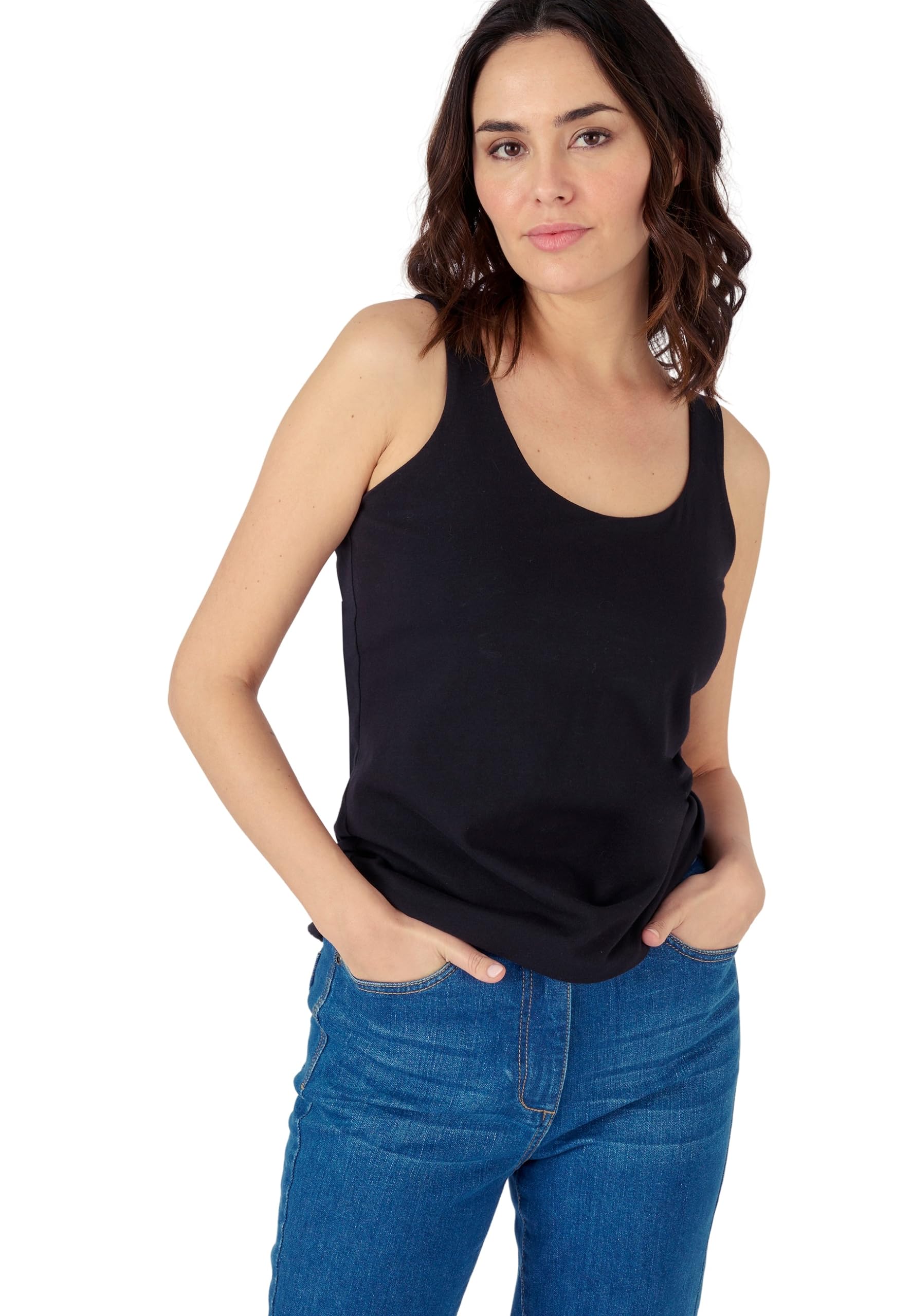 Damart Women's Black Skin Soft Cotton Rich Hidden Support Vest