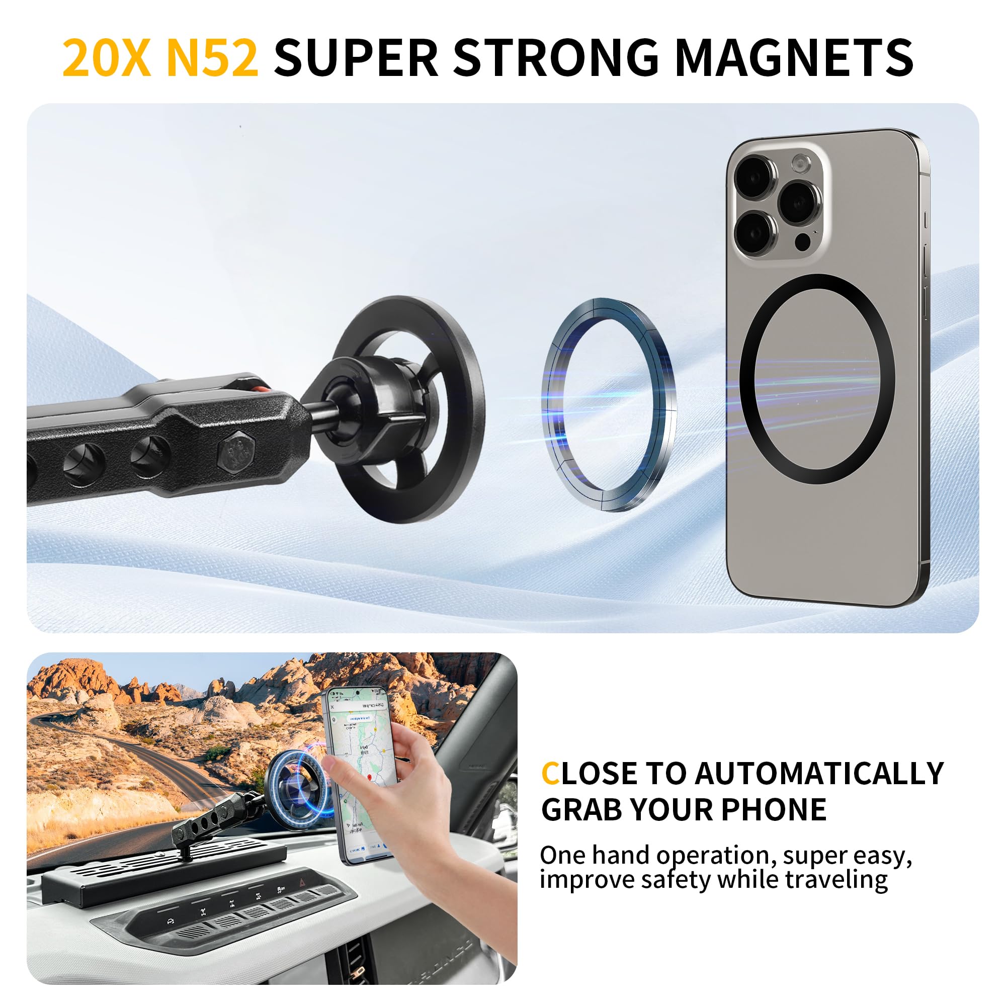 Supporto magnetico per telefono per accessori Ford Bronco 2/4 porte