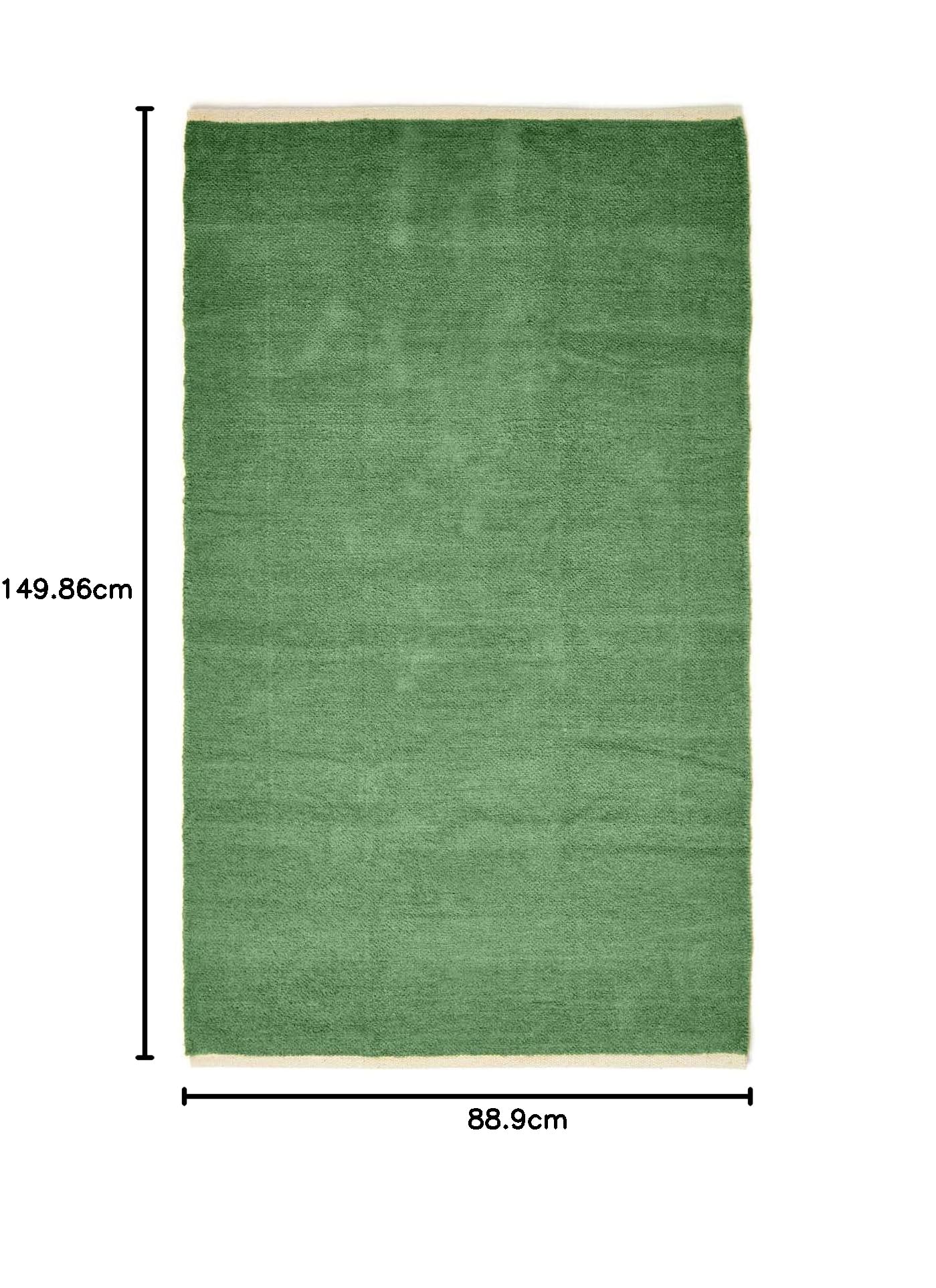 Homescapes Tappeto lavabile in ciniglia, 90 x 150 cm, tessuto a mano, 100% cotone, verde/verde oliva scuro
