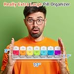 Daviky Organisateur Extra Large Pill 7 Jour, XL Boîte à pilules hebdomadaire 2 Temps par jour, AM PM Organisateur de pilules médicales pour supplément, grand cas quotidien de pilule avec grand contenant pour tenir les vitamines et les médicaments