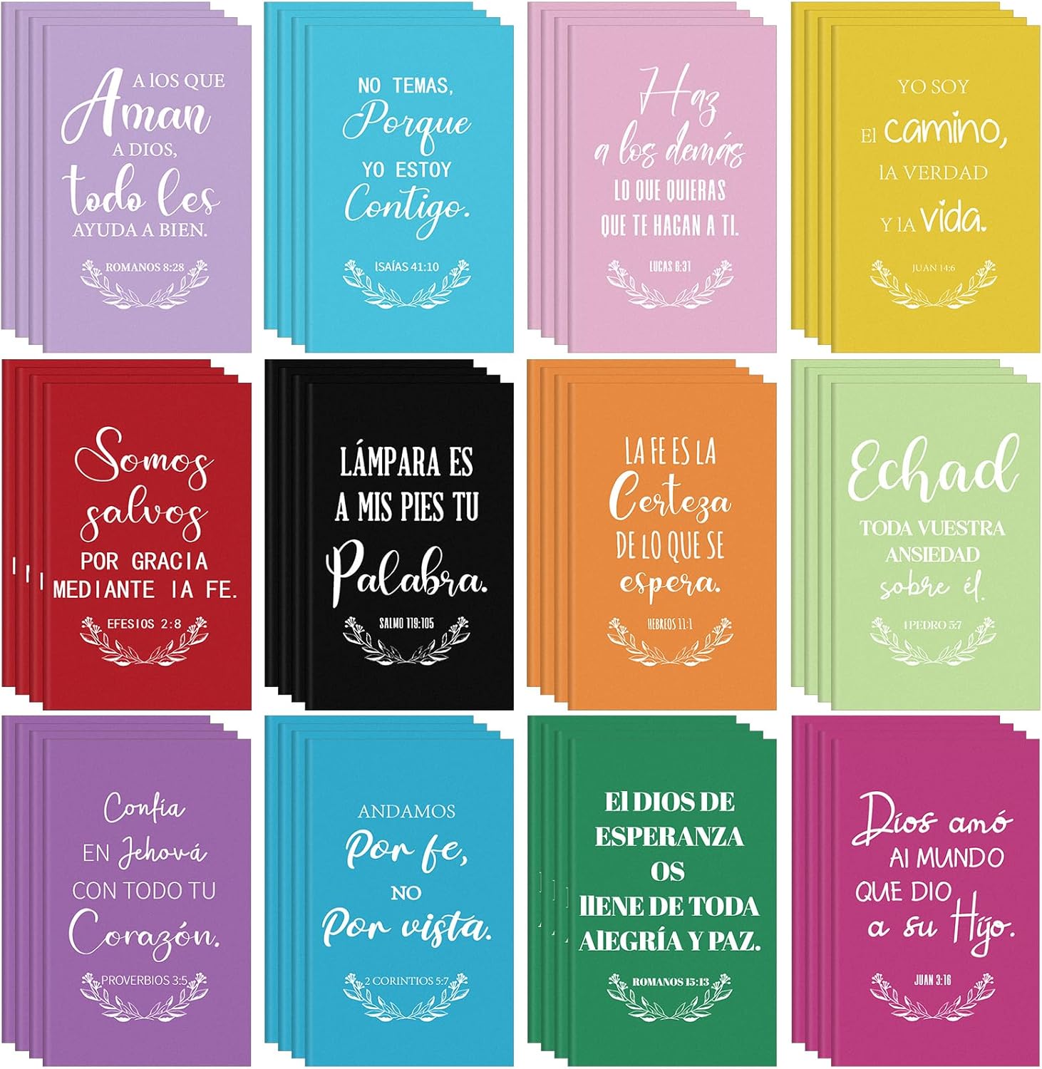 Thenshop 96 Pcs Spanish Christian Notebook Gift Bulk Regalos Cristianos En Español Notebooks Religious Bible Verse Gift for Women Colleague Family Office Graduation Supplies (Multicolor)