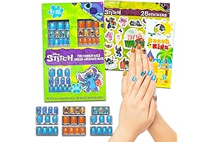 Maquillaje de Stitch para Uñas: Lilo y Stitch Press-On Nails y Stickers para Cumpleaños