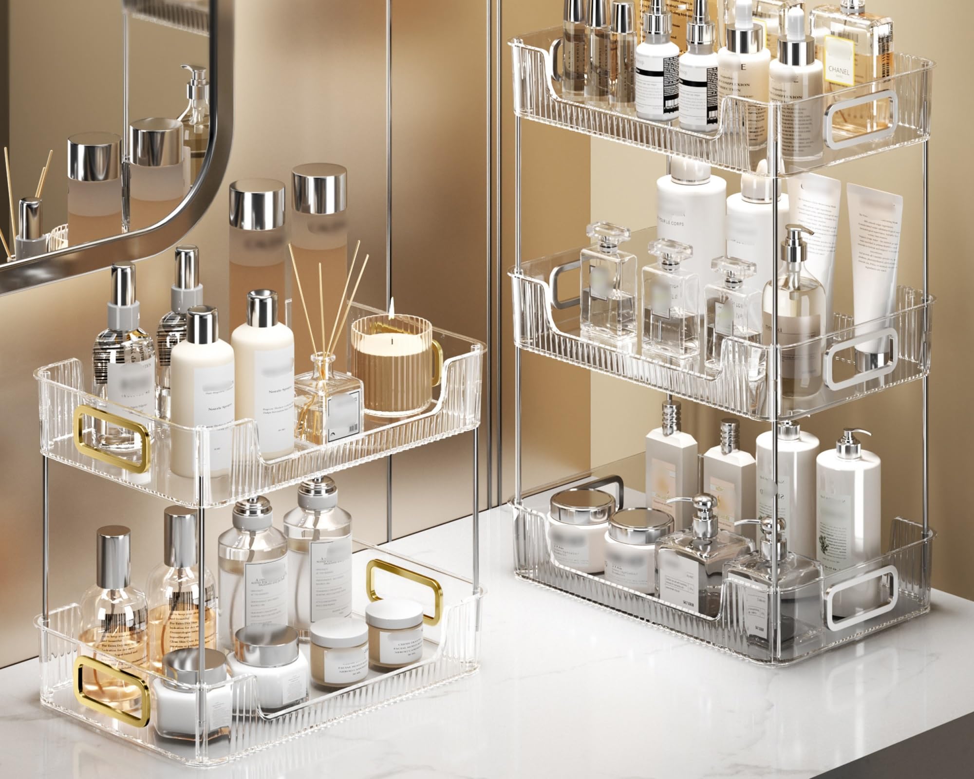 Boîte de Rangement cosmétique Acrylic Makeup Organizer,Organization and Storage Case for Cosmetics Make Up&Jewelry,Big Clear Makeup Organizer for Vanity,Bathroom,College Dorm,Closet,Desk Organisateur