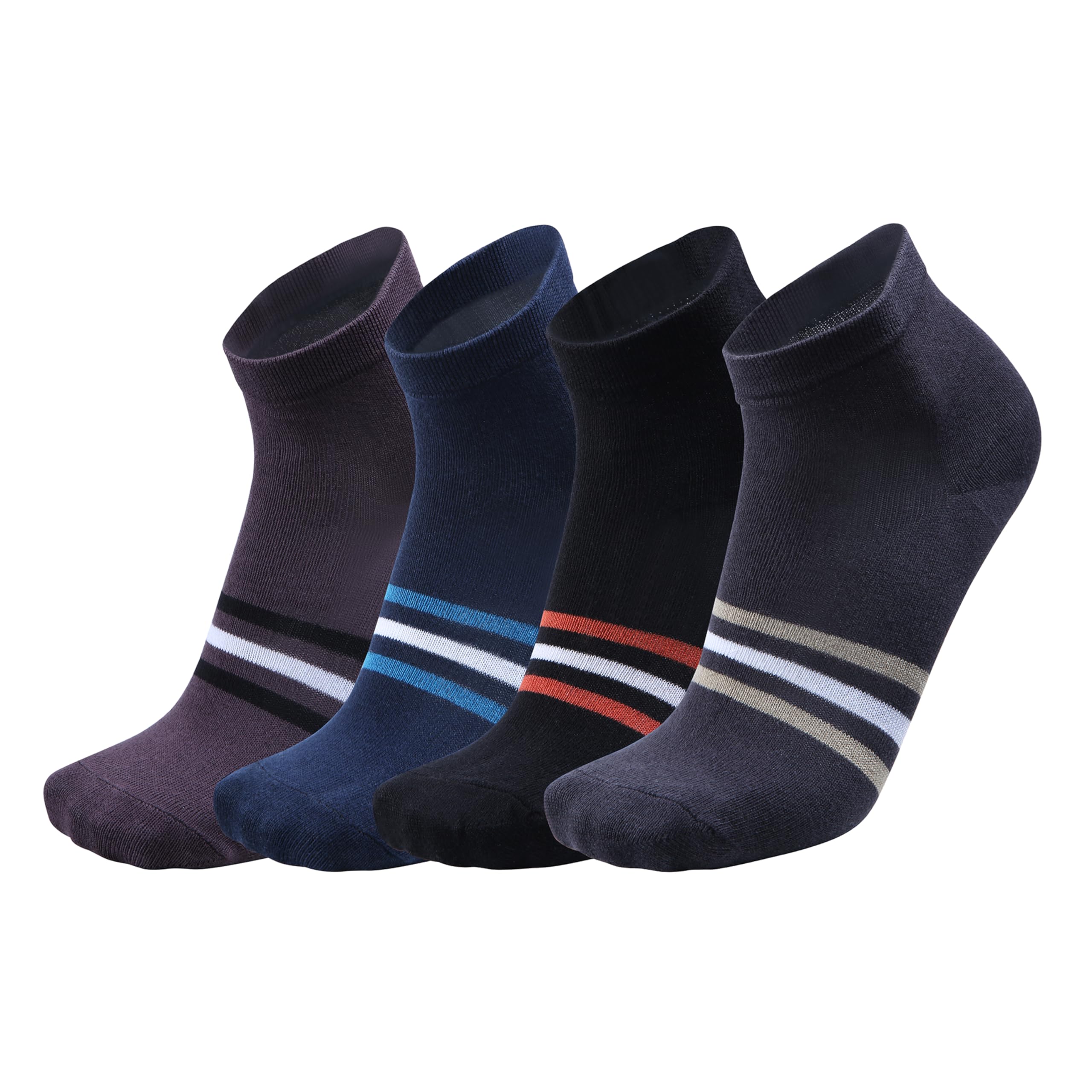 FABdonMen's Socks I Combed Cotton Ankle Length Striped Soft Thick and Stylish I Odour-Free & Breathable I Anti-bacterial I Free Size All-Day Comfortable Sock for Sports Formal & Casual Wear
