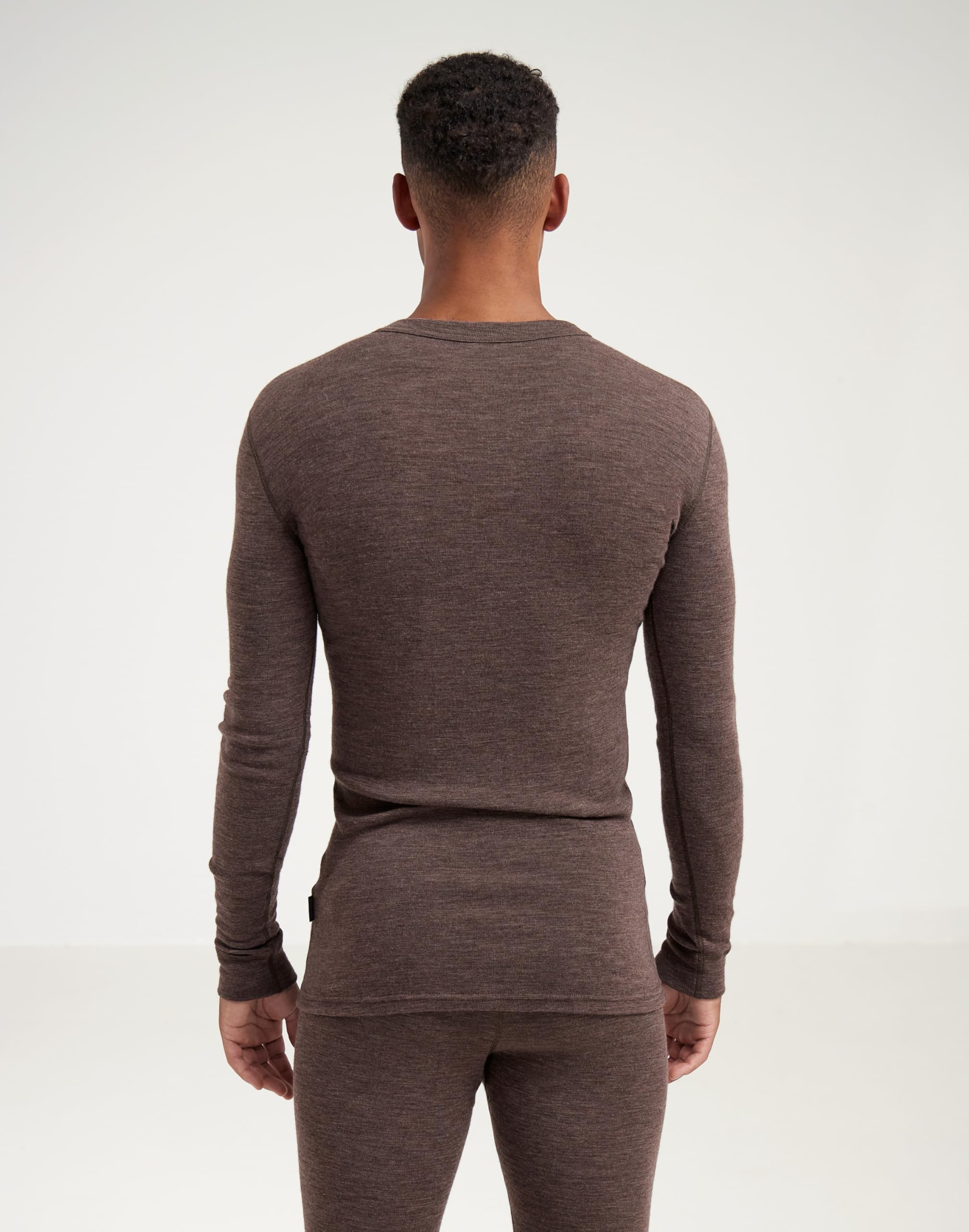 Dilling T-shirt à manches longues en laine mérinos pour homme, noisette, M