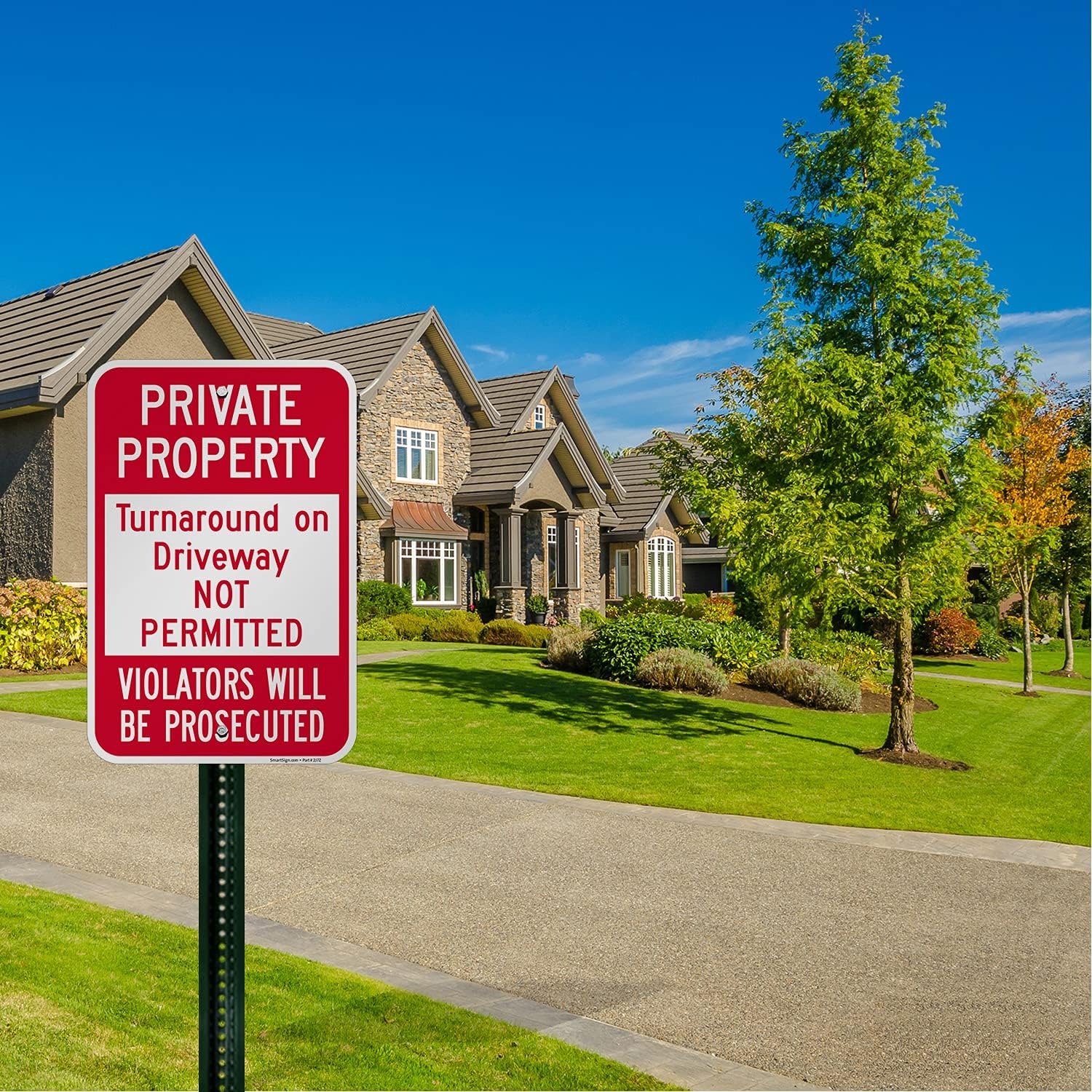 SmartSign "Private Property - Turnaround On Driveway Not Permitted" Sign | 12" x 18" Aluminum