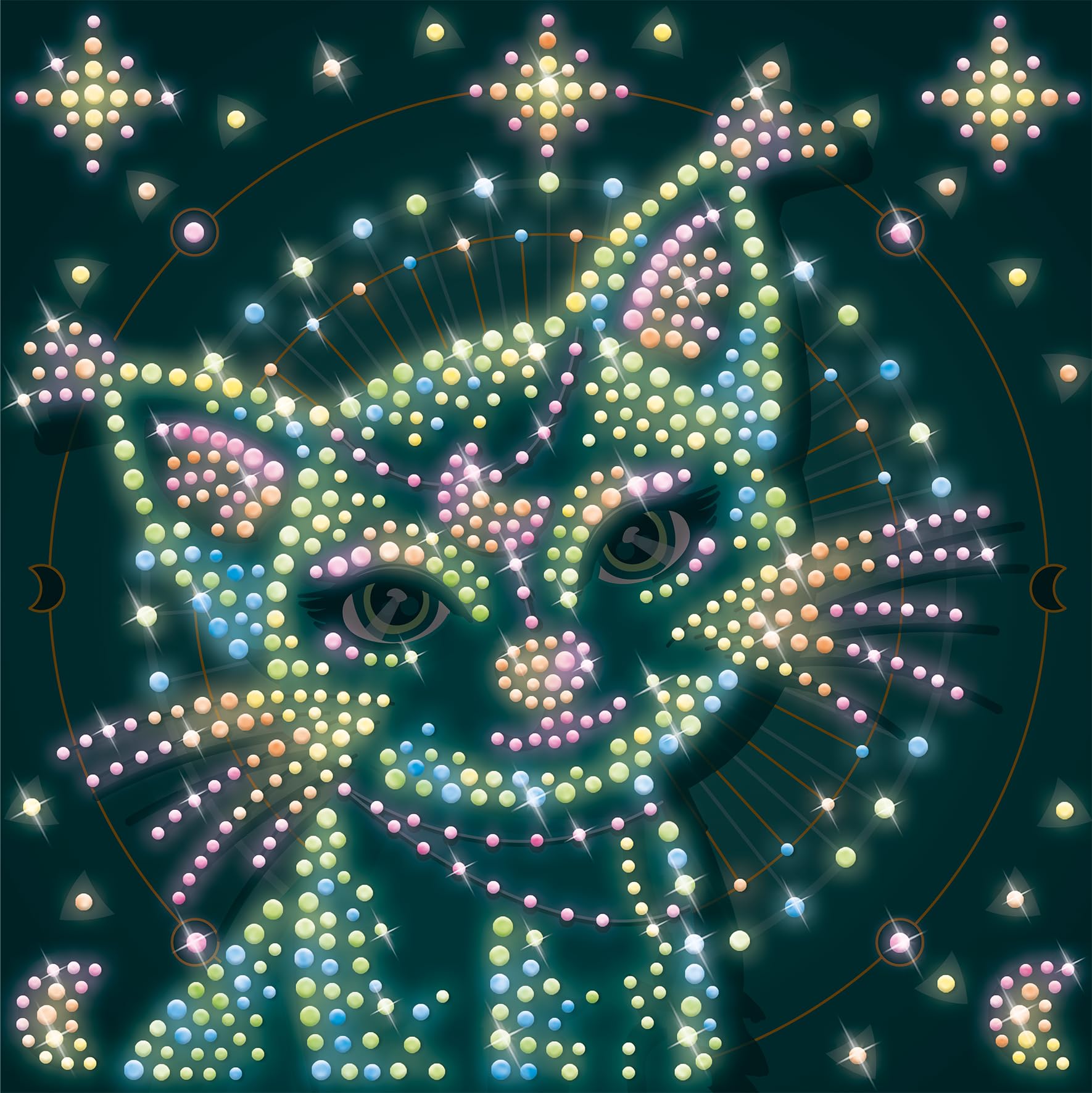 Lansay PIXELO Phospho 2D – Kit de Dibujo Fosforescente con Punteado – Bolígrafo Electrónico + 8 Láminas en Fondo Negro – 6 Rotuladores Glow – Manualidades Creativas Niños 7+