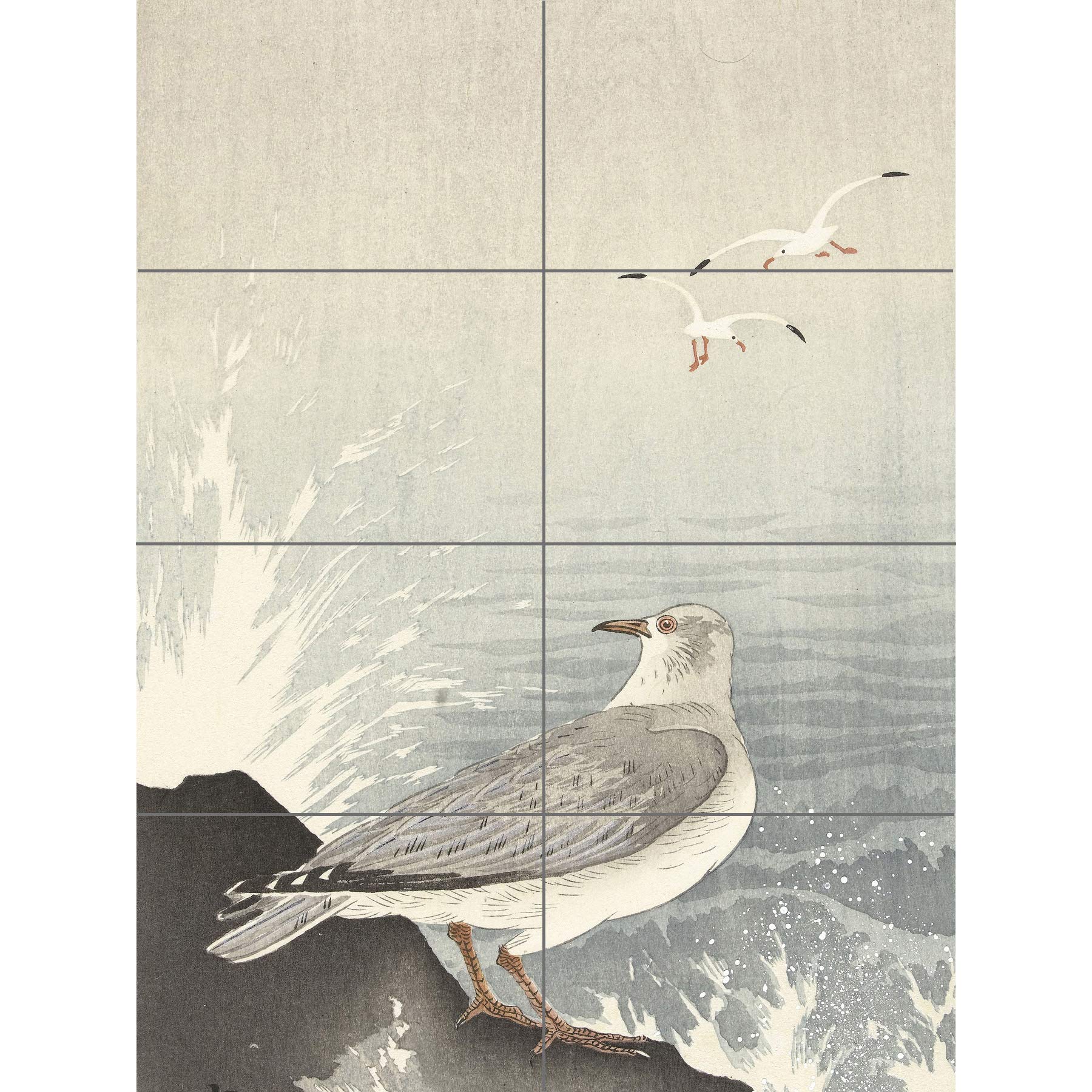 Artery8 Ohara Koson Seagull On Rock Japanese Painting XL Giant Panel Poster (8 Sections)