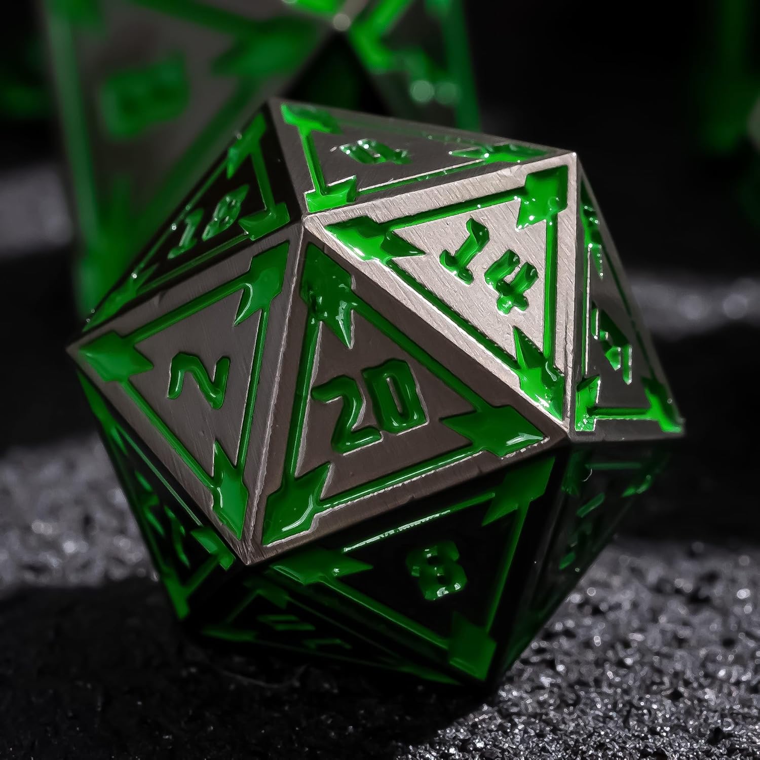 UDIXI Metal DND Dice Set, 7PCS Metal Polyhedral Dice Set D&D Lozenge Pattern, with Gorgeous Gift Case, for Role Playing Game (Black)