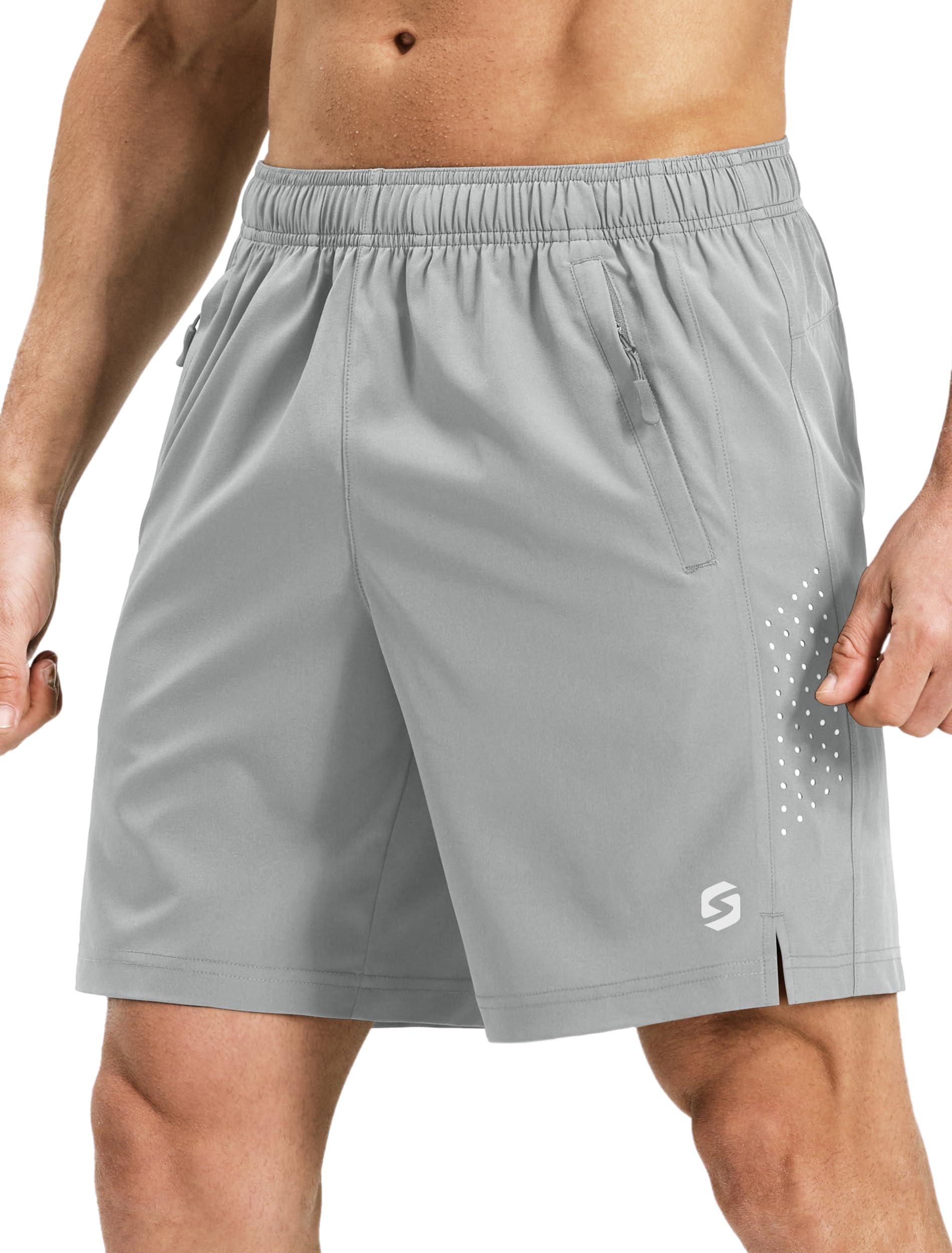 Men’s Running Athletic Shorts 7 Inch Quick Dry Lightweight Workout Gym Tennis Shorts 3 Zipper Pockets