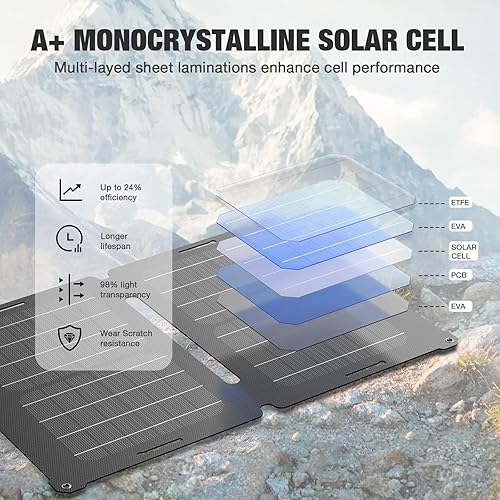 Miniatura 4 de GRECELL Mantenedor de cargador de batería solar de 12 V 25 W, panel solar portátil, cargador de goteo para automóvil, impermeable, 25 W, mono+ SAE,